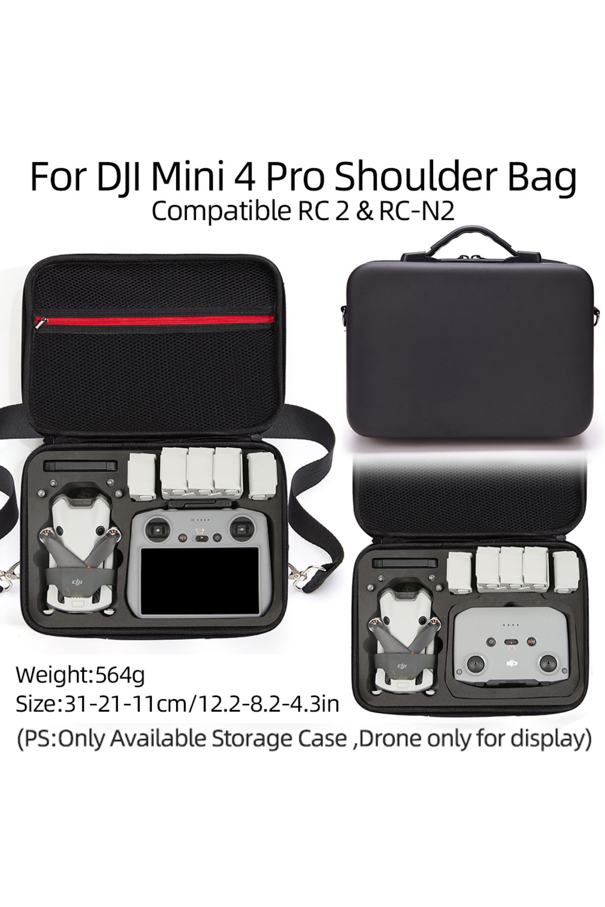 ERIKOLE-Black For Dji Mini4 Pro Storage Bag Dji Rc Remote Controller Portable Carrying Box Black Case Handba 1