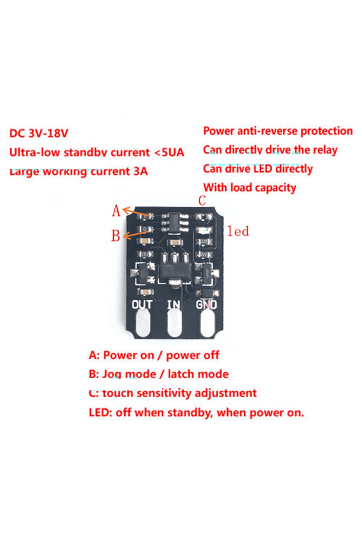 Choice-Capacitive Touch Switch DC 3V-15v 12V 2A Touch Bistable Electronic Induction Switch LED Relay Swi... 2