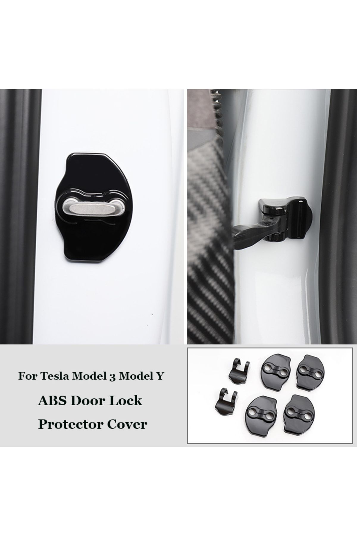 Choice-Black Set For Tesla Model Y Juniper Model 3 Highland Door Lock Protector Cover Latches Door Stopper 1