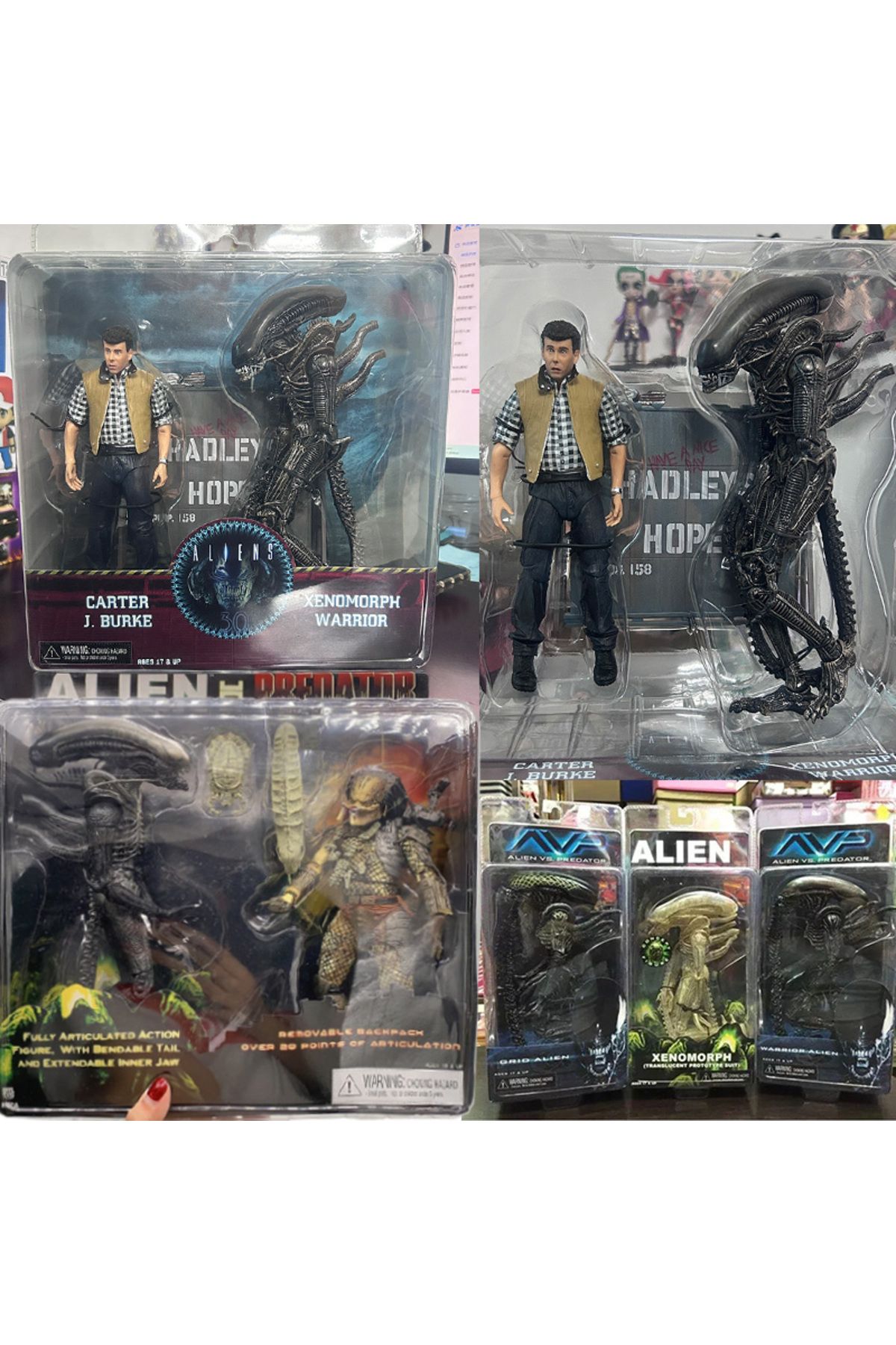 Choice-NECA Alien Vs Predator Action Figure Aliens vs Predator Grid Alien Xenomorph Translucent Model To... 2