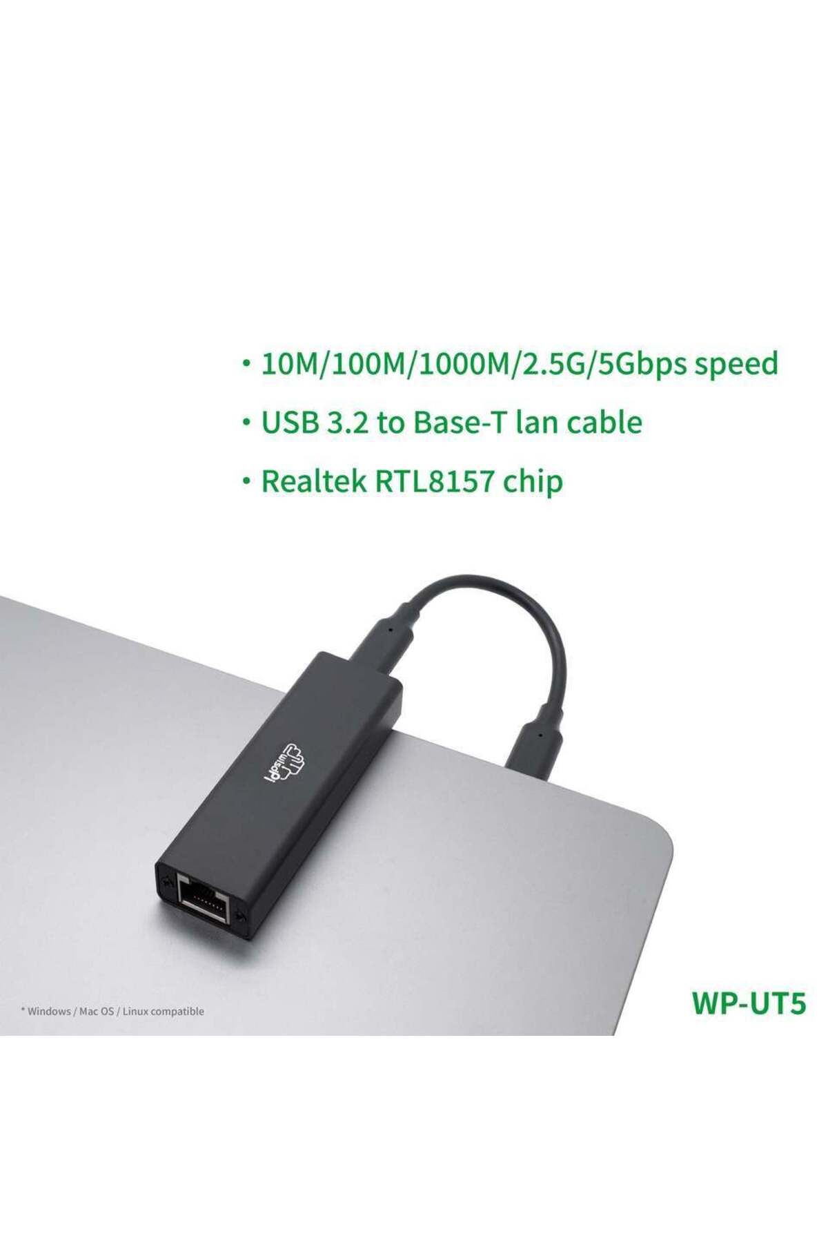 Choice-Wp-ut5 Wisdpi Wp-ut5 Usb 3.2 To 5gbe Adapter Wired Lan Network Connection 5000mbps Usb-c To Rj45 Net 3