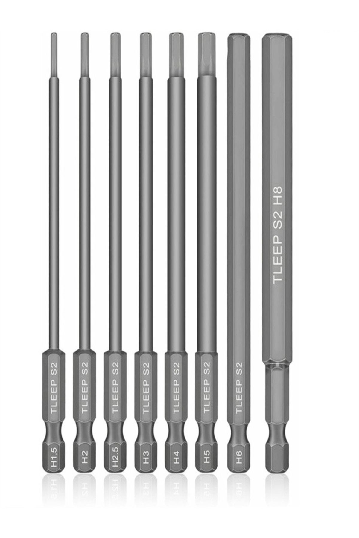 DAZZLEEX-8Pcs 1/4" Hex Shank Head Allen Wrench Screwdriver Socket Bit Metric Magnetic Screwdriver Bits Set 8