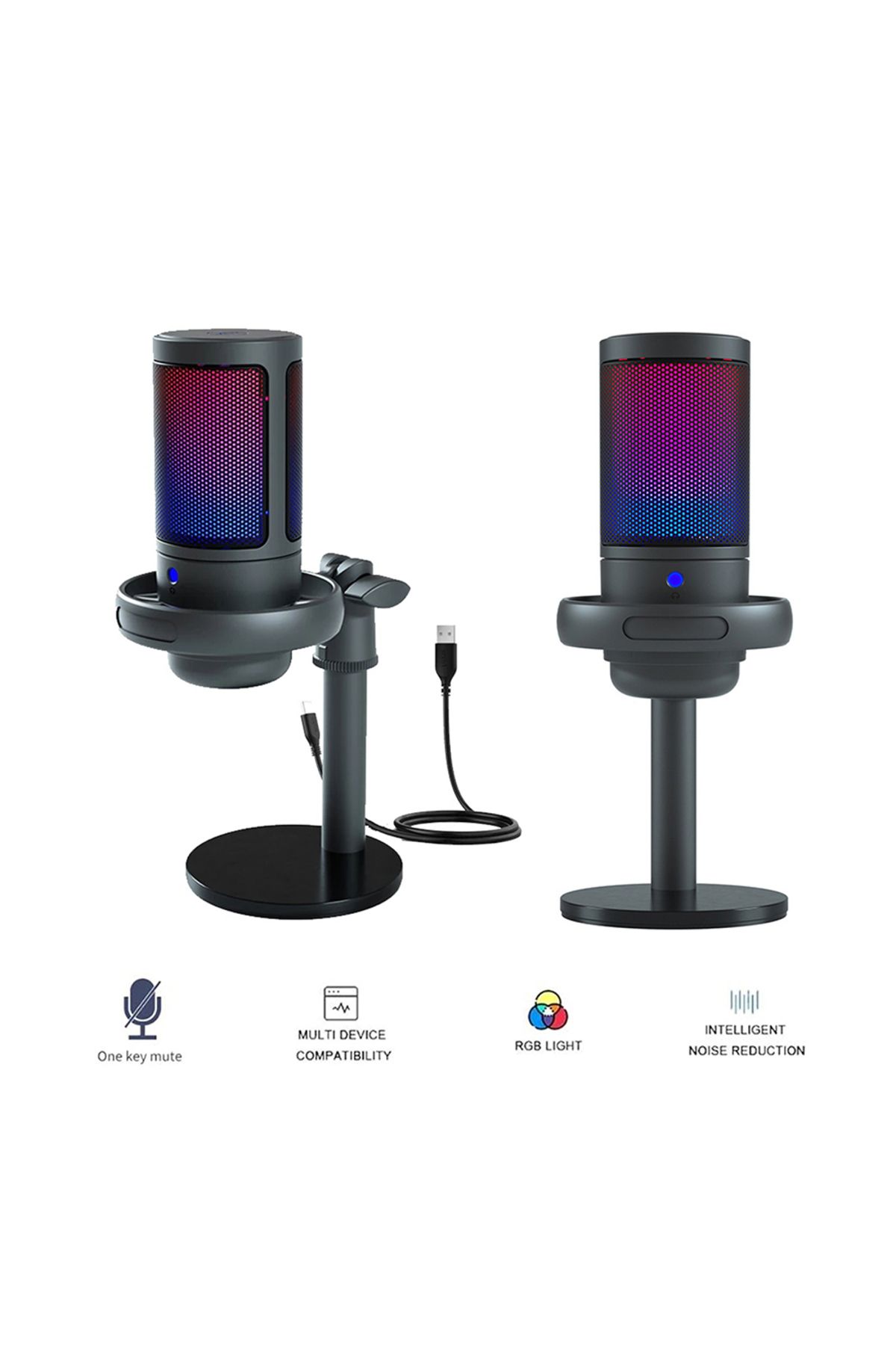 Kangtete-Mic-rgb-1pcs Usb Condenser Microphone For Pc Computer Gaming Mic For Ps4/ps5/mac Fast Mute Rgb Light 1
