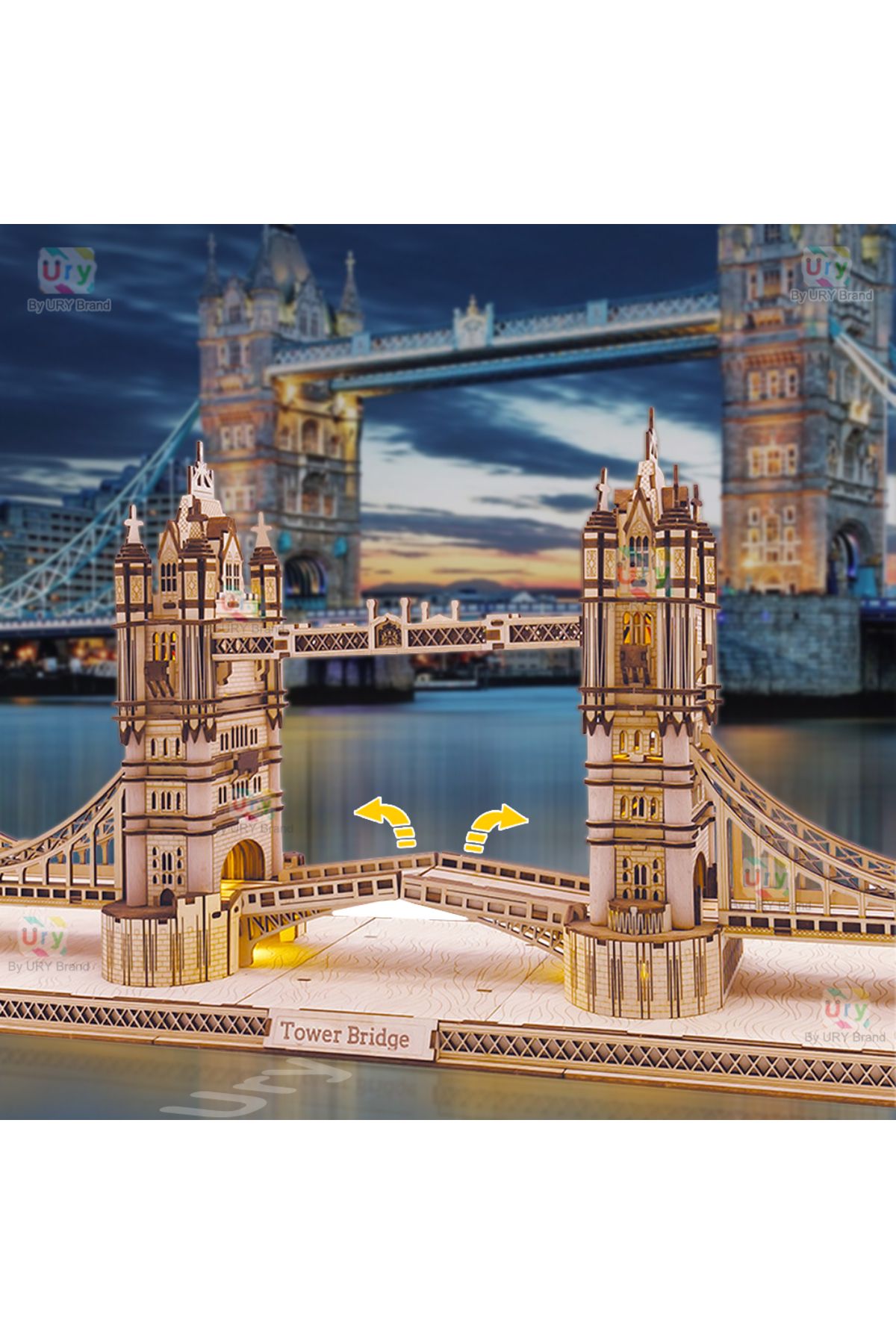 Choice-W0214p With Box Ury 3d Wooden Puzzle England London Tower Bridge With Light Led Retro Assembly Souve 5