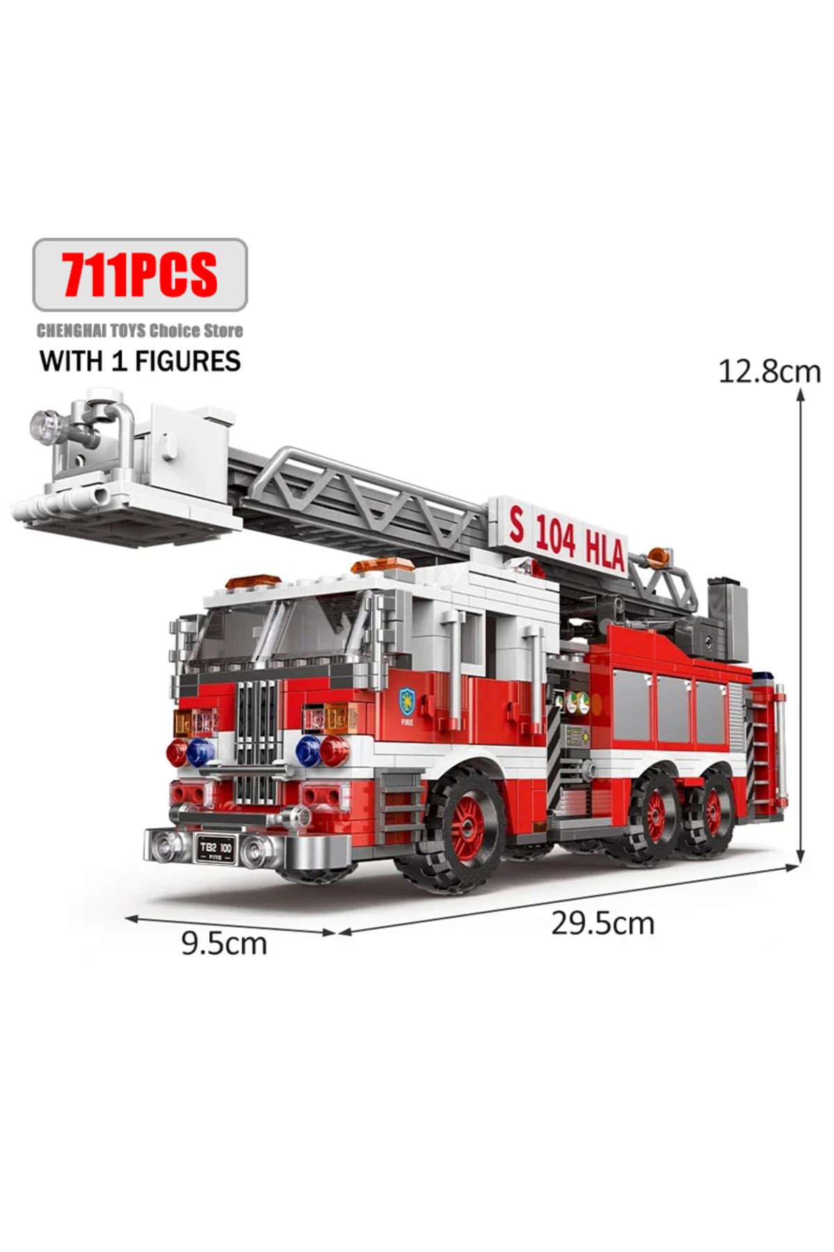 Choice-03031 711pcs Simulation City Firefighter Rescue Engineering Vehicle Movable Building Block Fire Truc 1