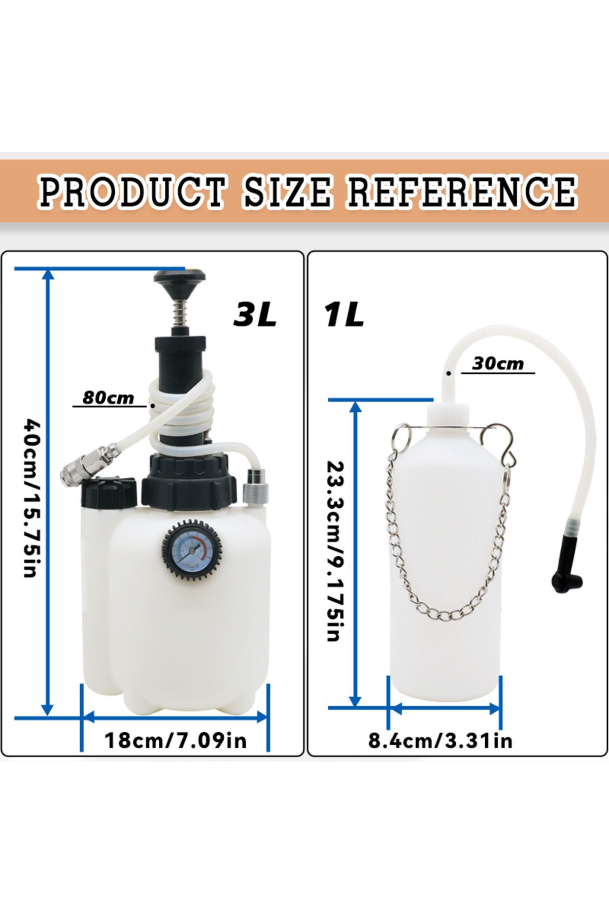 Choice-3L Manual Brake Bleeder Kit with 1L Oil Bottle Fluid Pressure Bleeding Vacuum Pump Tool Set 3