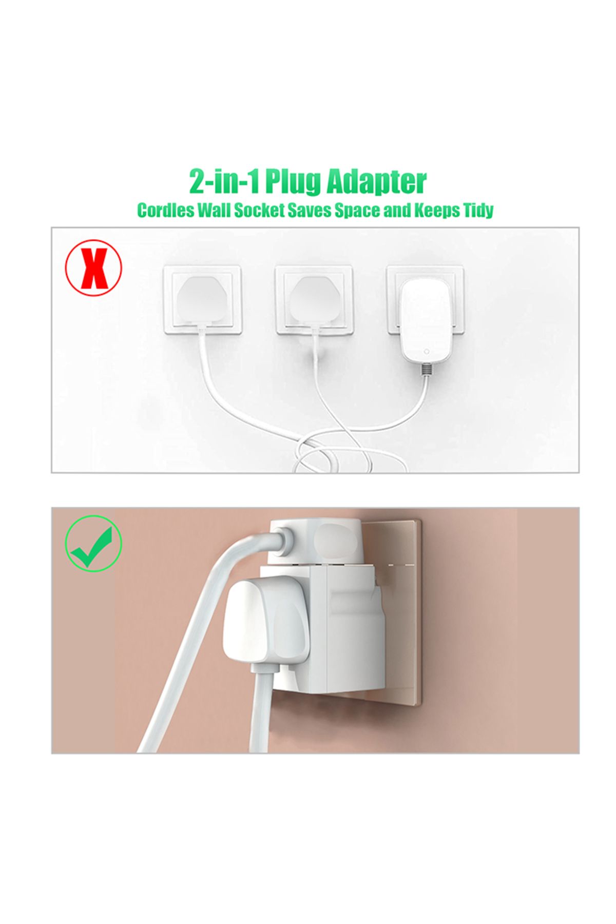 Choice-2 Way Double Plug Adaptor - Multi Plugs Extension Sockets Adapter - UK 3 Pin Socket Extensions 25... 4