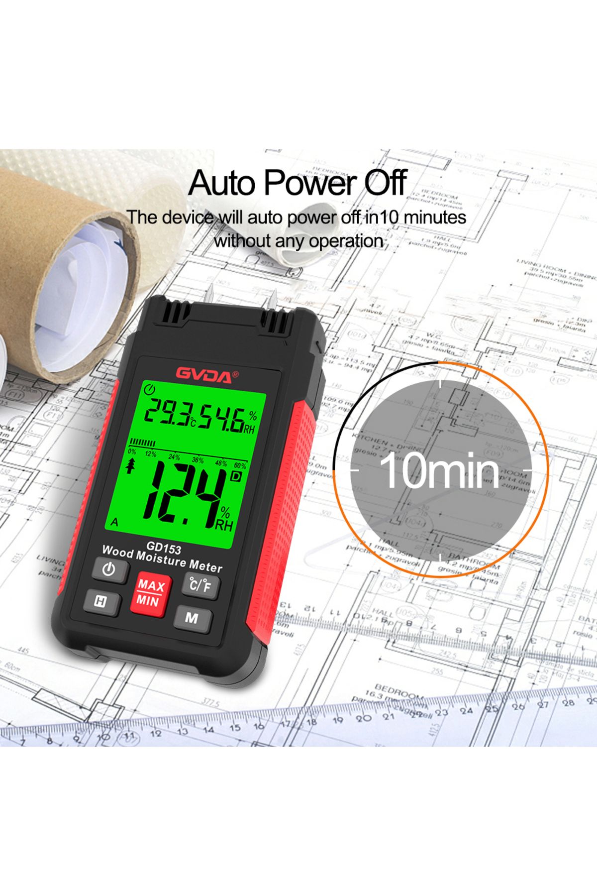 GVDA-Digital Wood Moisture Meter Wood Humidity Tester Hygrometer Timber Damp Detector LCD Display... 6