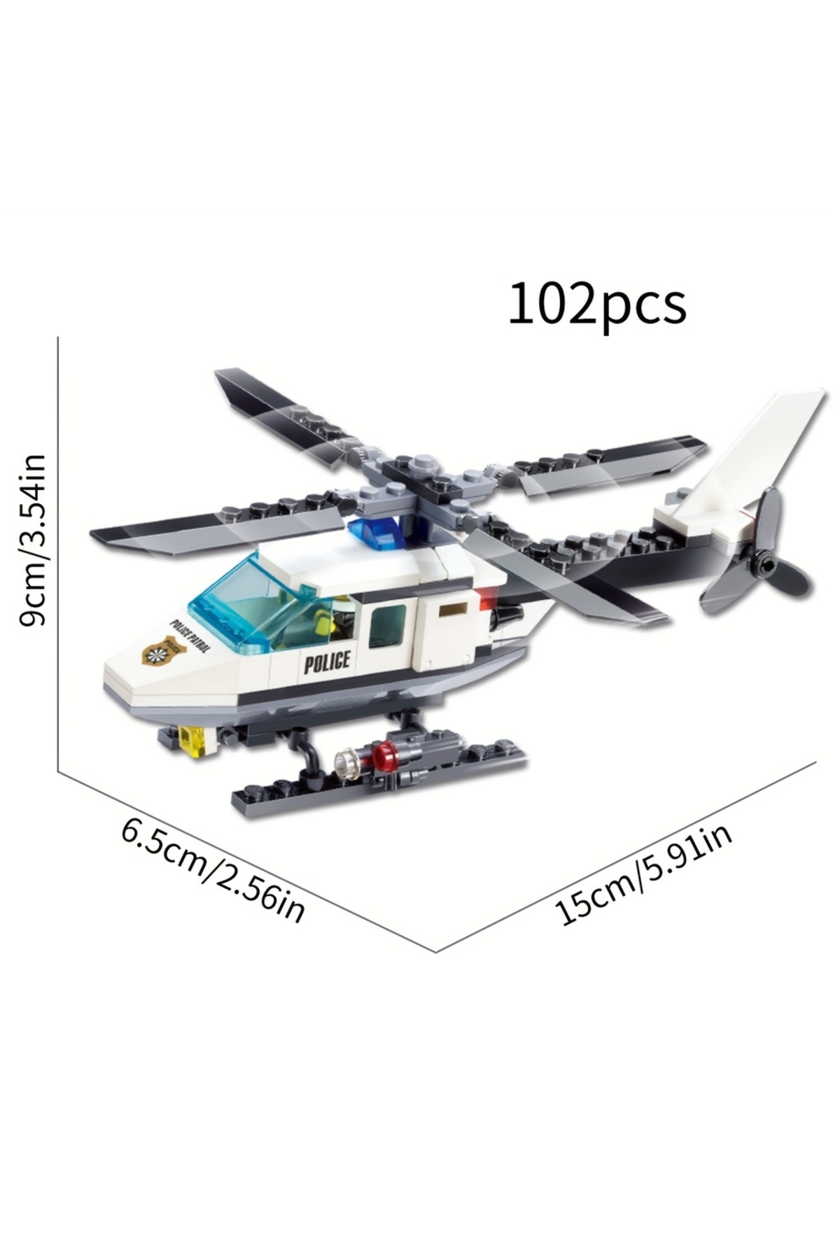 KZ-6729، ۱۰۲ تکه بلوکهای ساختنی خلاقانه هلیکوپتر پلیس، سری شهر دیآیوای، اسباببازی، هالووین/تھان