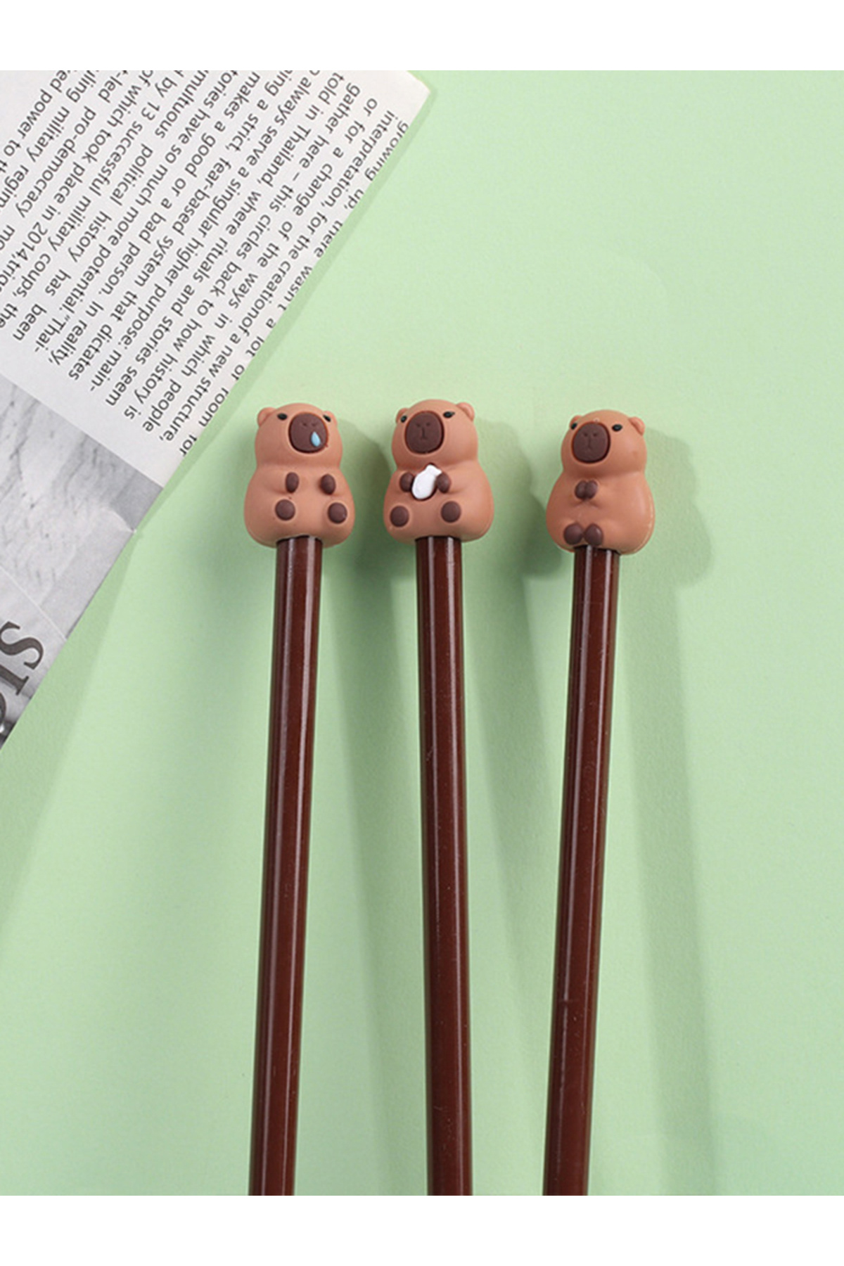 Choice-10PCS Cute Capybara Pencil Cap Silicone Pen Topper Covers For Kids Cute Pencil Extender Stationer... 7