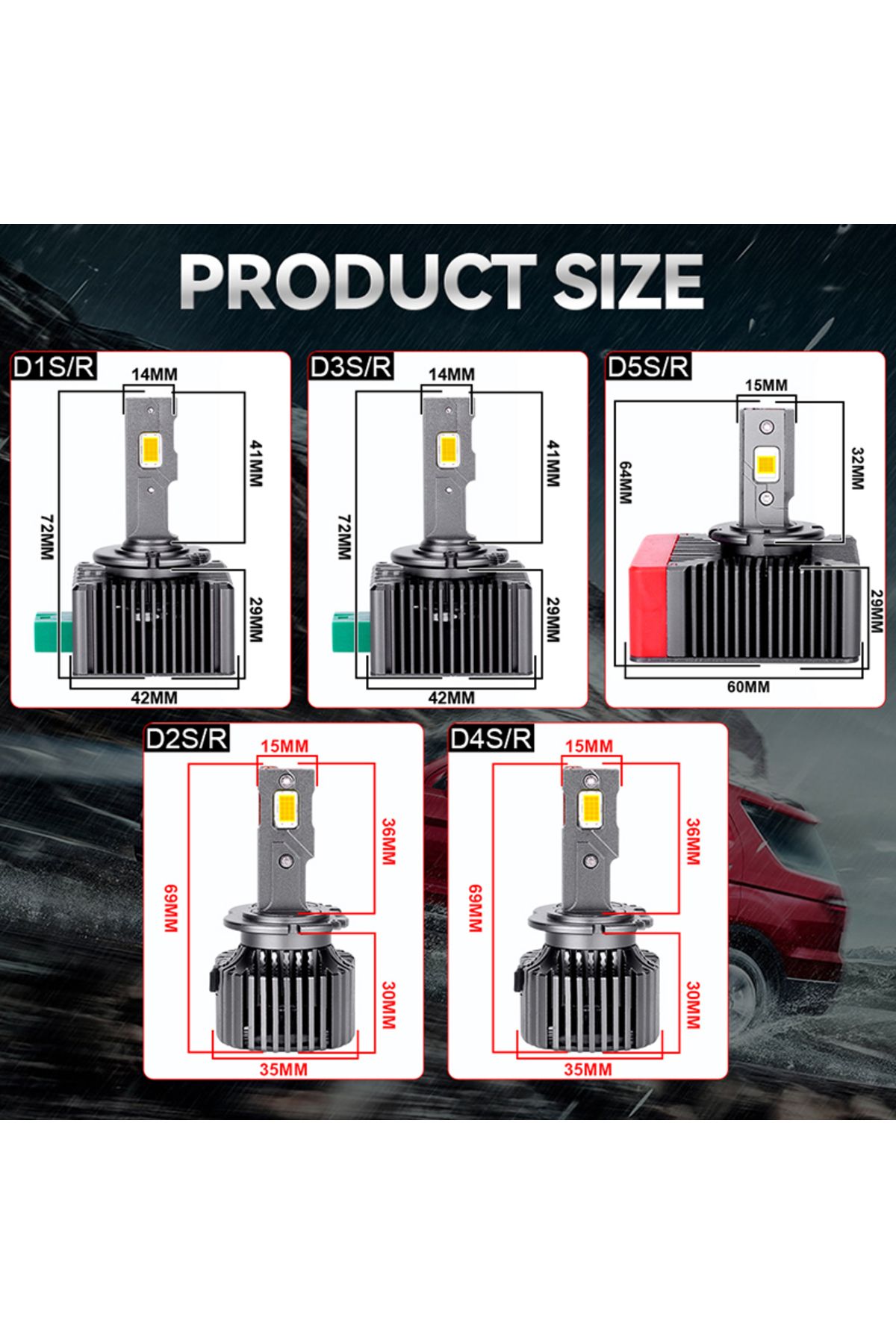 Choice-مصابيح أمامية LED D1s 6000k Carlitek D3s D1s D2s D4s D5s D8s مصابيح زينون 35/70 واط توربو LED ثنائية الجانب 95 6