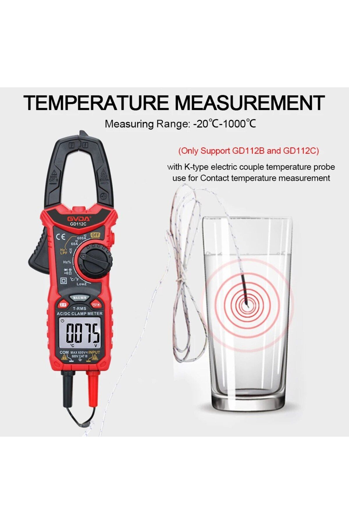 GVDA-Digital Clamp Meter AC DC Current NCV Multimeter Pinza Amperimetrica True RMS Capacitance Oh... 4