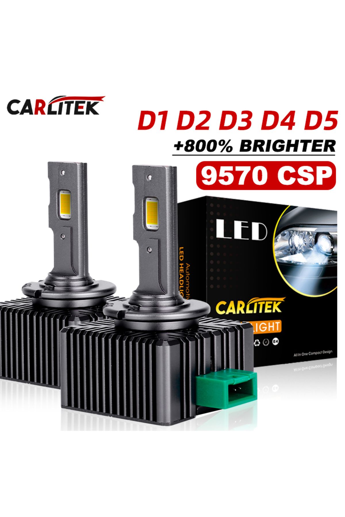 Choice-مصابيح أمامية LED D1s 6000k Carlitek D3s D1s D2s D4s D5s D8s مصابيح زينون 35/70 واط توربو LED ثنائية الجانب 95 1