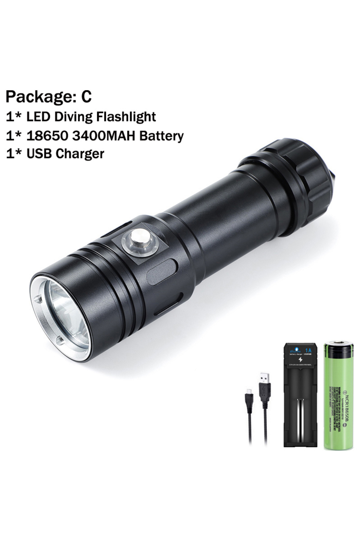 Ekaiou-Lithium Ion White Light Package C Diving Light 2000 Lumens Super Bright Scuba Dive Flashligh 1