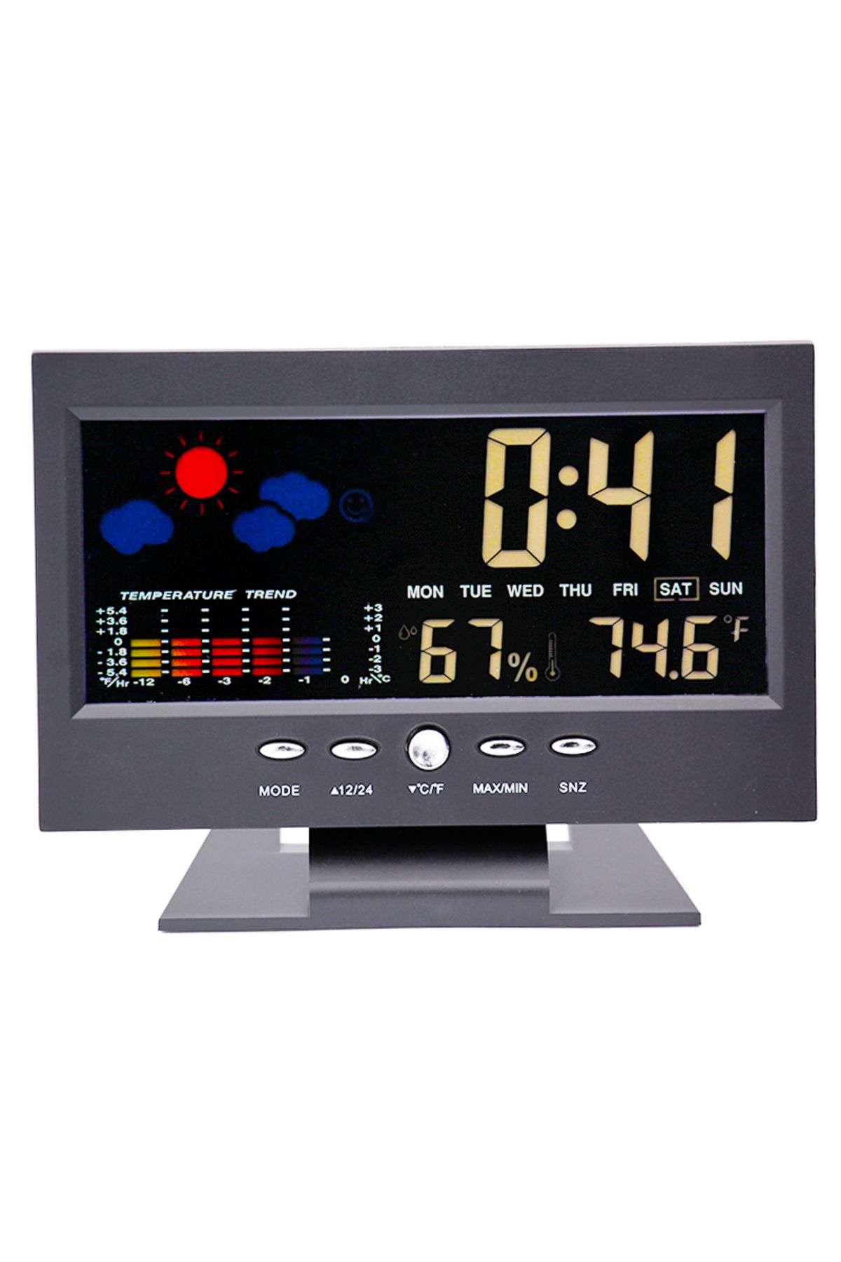 JUANJUAN-B(WITH BASE) Multi-functional Weather Station Clock Thermometer Hygrometer Calendar Digital Lcd Disp 1