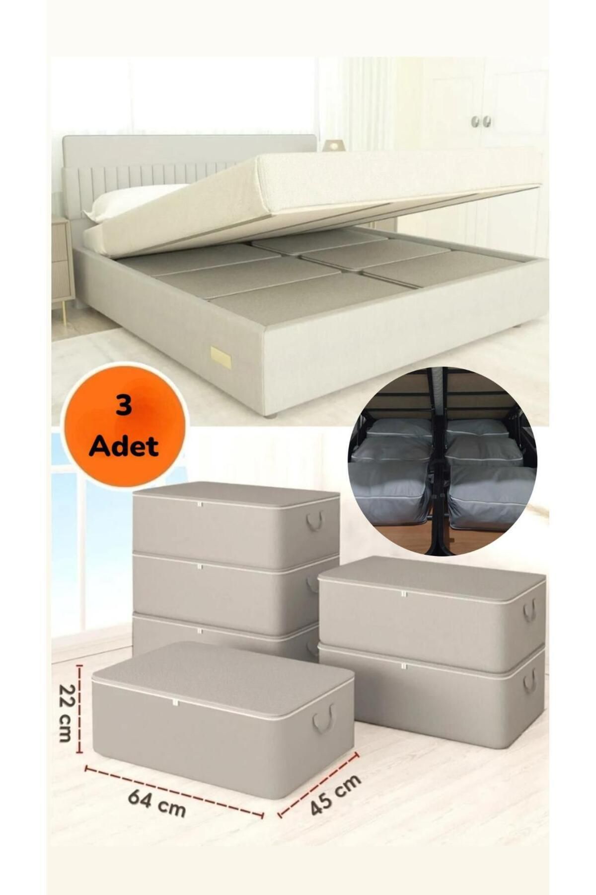 Bayev-3 Pieces Large Size Anthracite Underpads 64 X 45 X 22 cm 4