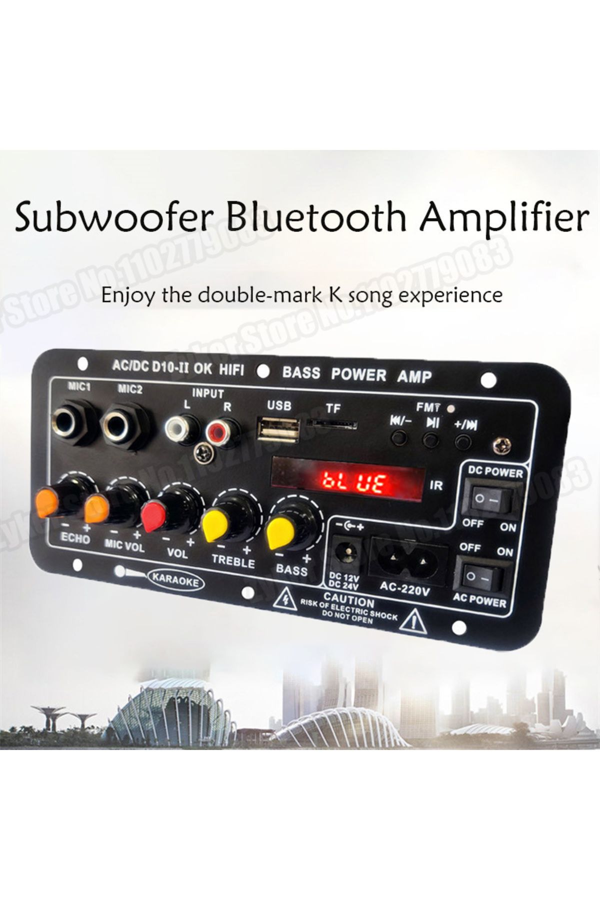 WAPUNO-D10-II 12V 24V Car Bluetooth Amplifier Board AUX TF Card USB 30-120W for 4 Ohm 40W Speaker 220V E... 2
