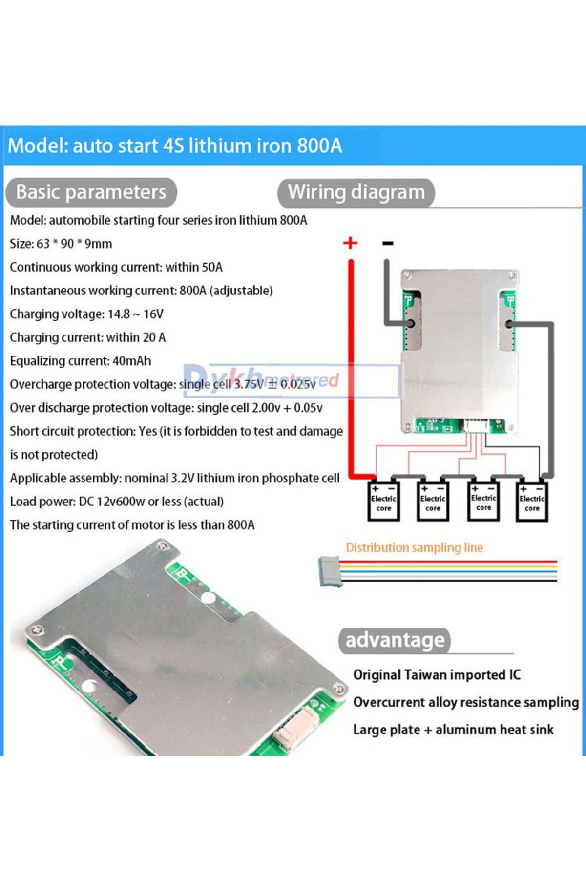 Choice-4s Lifepo4 3.2v 150a 3s 4s Bms 12v 50a 120a 150a 230a 300a 18650 Li-ion Lifepo4 Lithium Battery Prot 6