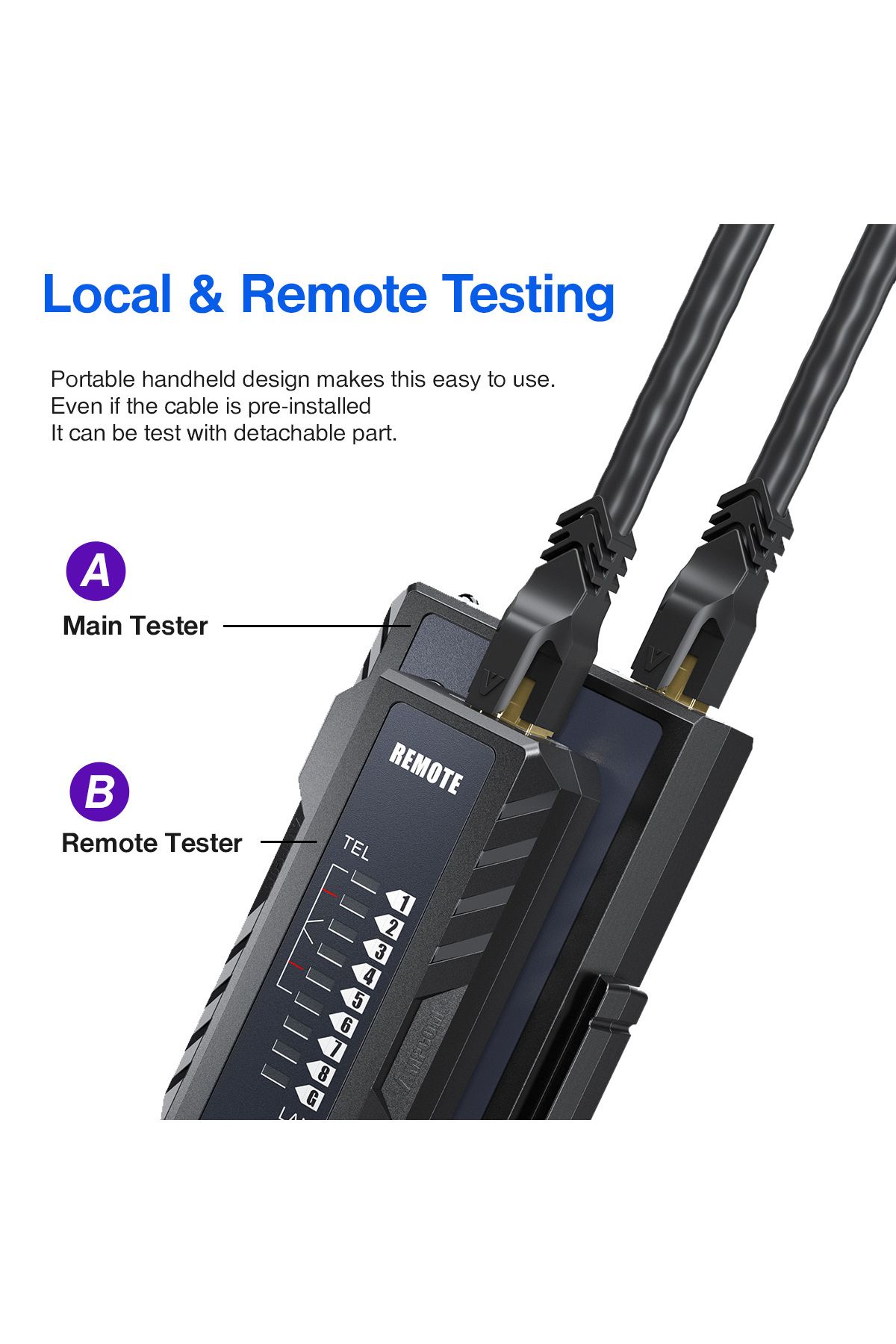 Choice-AMPCOM Network Cable Tester LAN Wire Tester Tool Networking Tool Ethernet Cable Repair For RJ45 R... 5