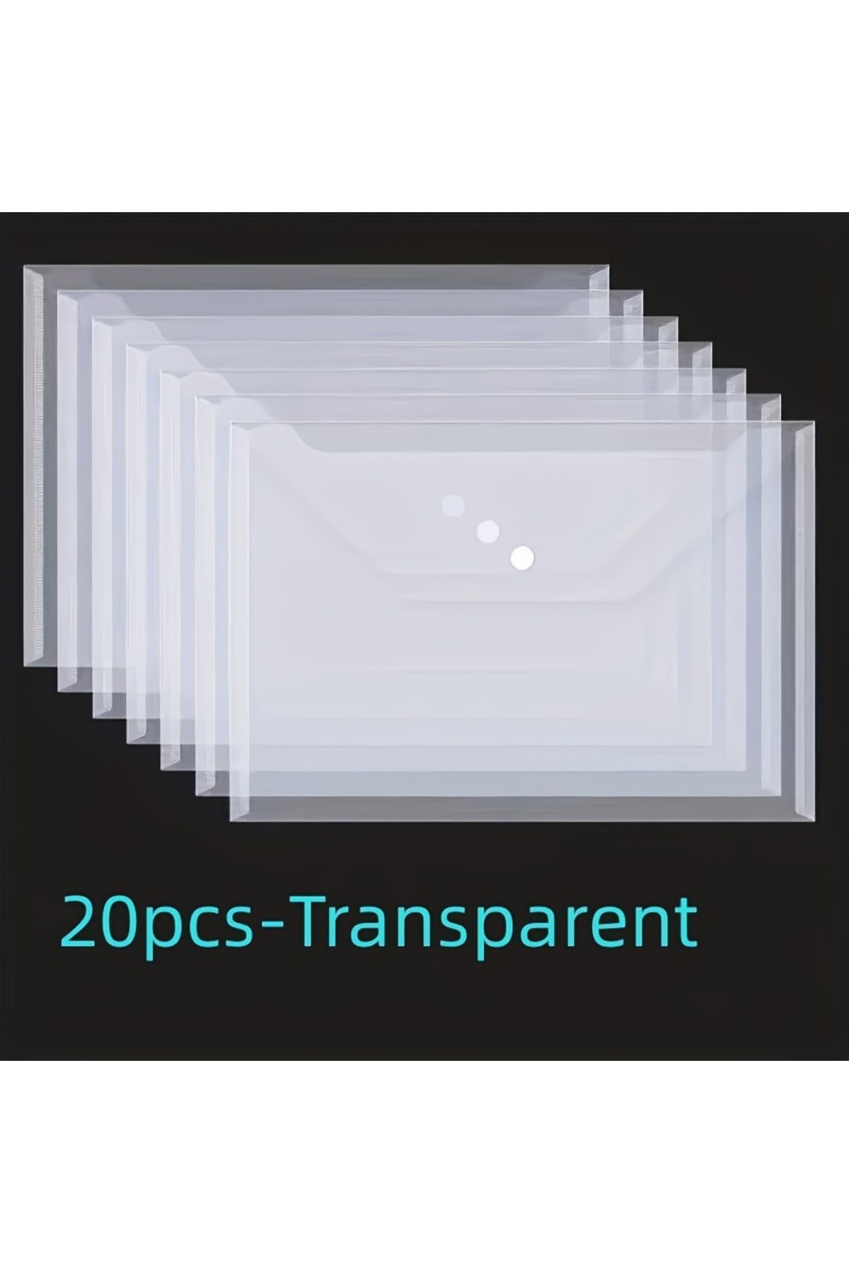 Choice-20 packs, plastic envelope, transparent reusable poly envelope waterproof folder with buttons, A4... 1