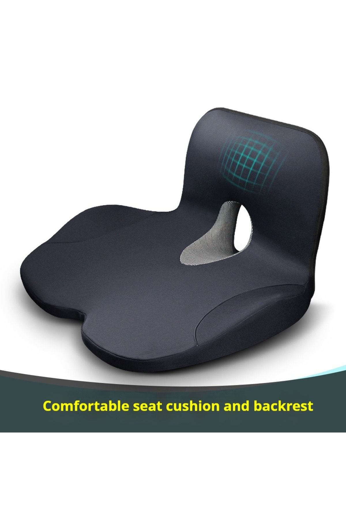 Choice-47x34x27cm Black L-shaped Integrated Office Chair Seat Cushion Memory Foam Seat Cushion Anti-slip Bo 2