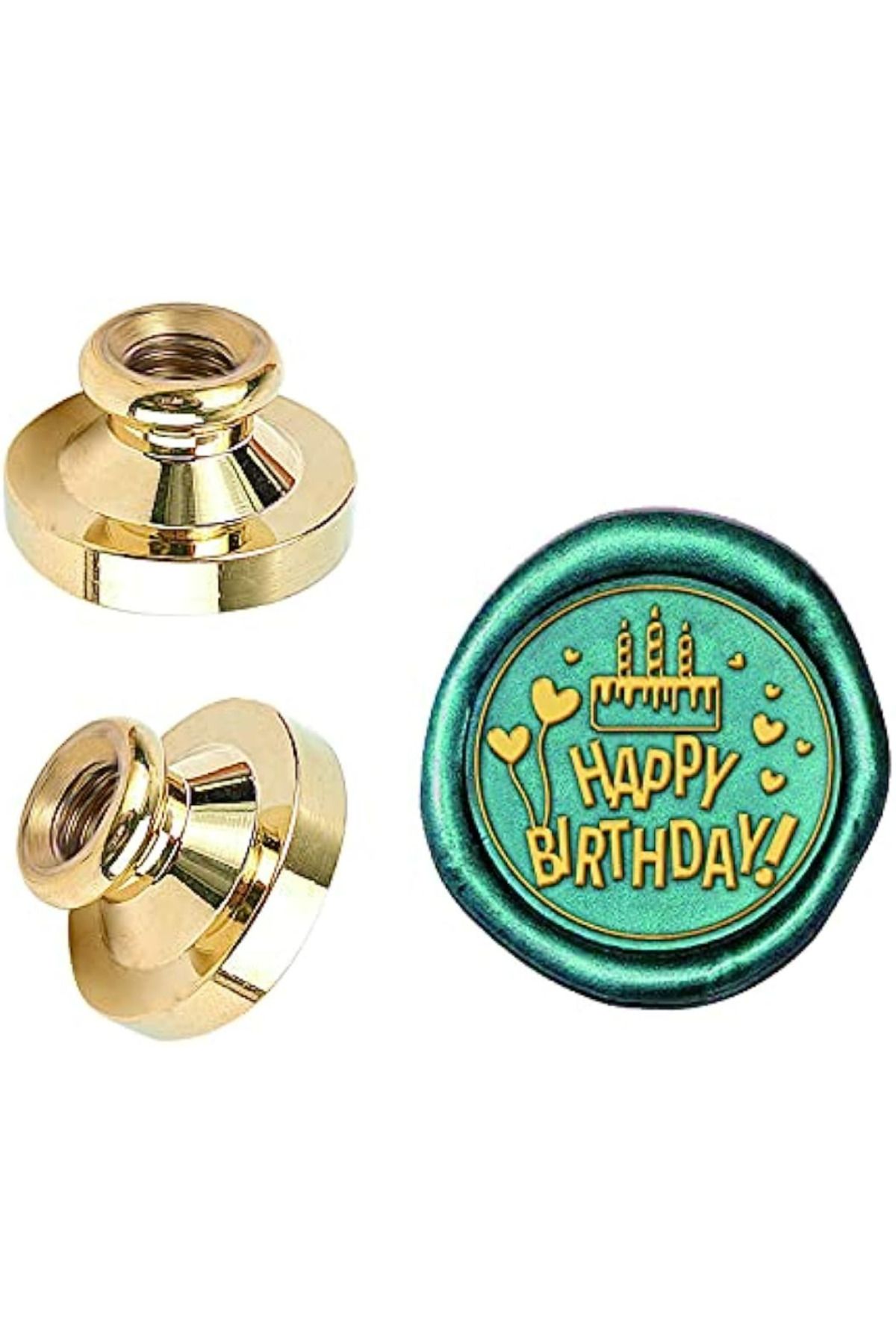Choice-White Happy Birthday Pattern Wax Seal Stamp Head 0.98" Removable Brass Head Vintage Sealing Stamp Fo 1