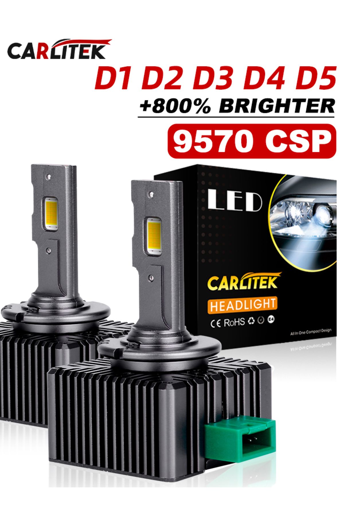 Choice-مصابيح أمامية LED D1s 6000k Carlitek D3s D1s D2s D4s D5s D8s مصابيح زينون 35/70 واط توربو LED ثنائية الجانب 95 8