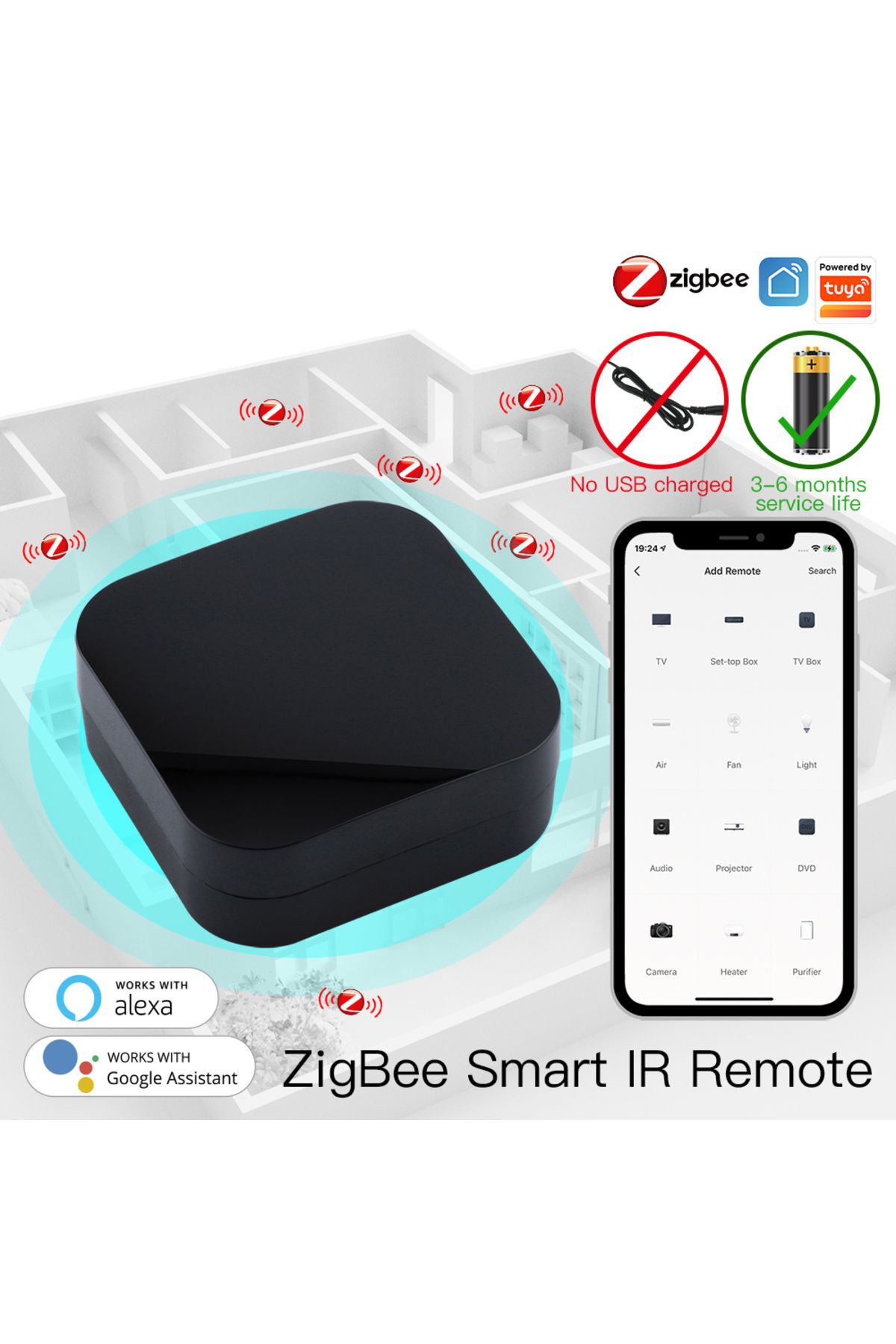 MOES-Zigbee Ir Remote Tuya Zigbee Smart Ir Remote Control Universal Infrared Remote Controller For S 1