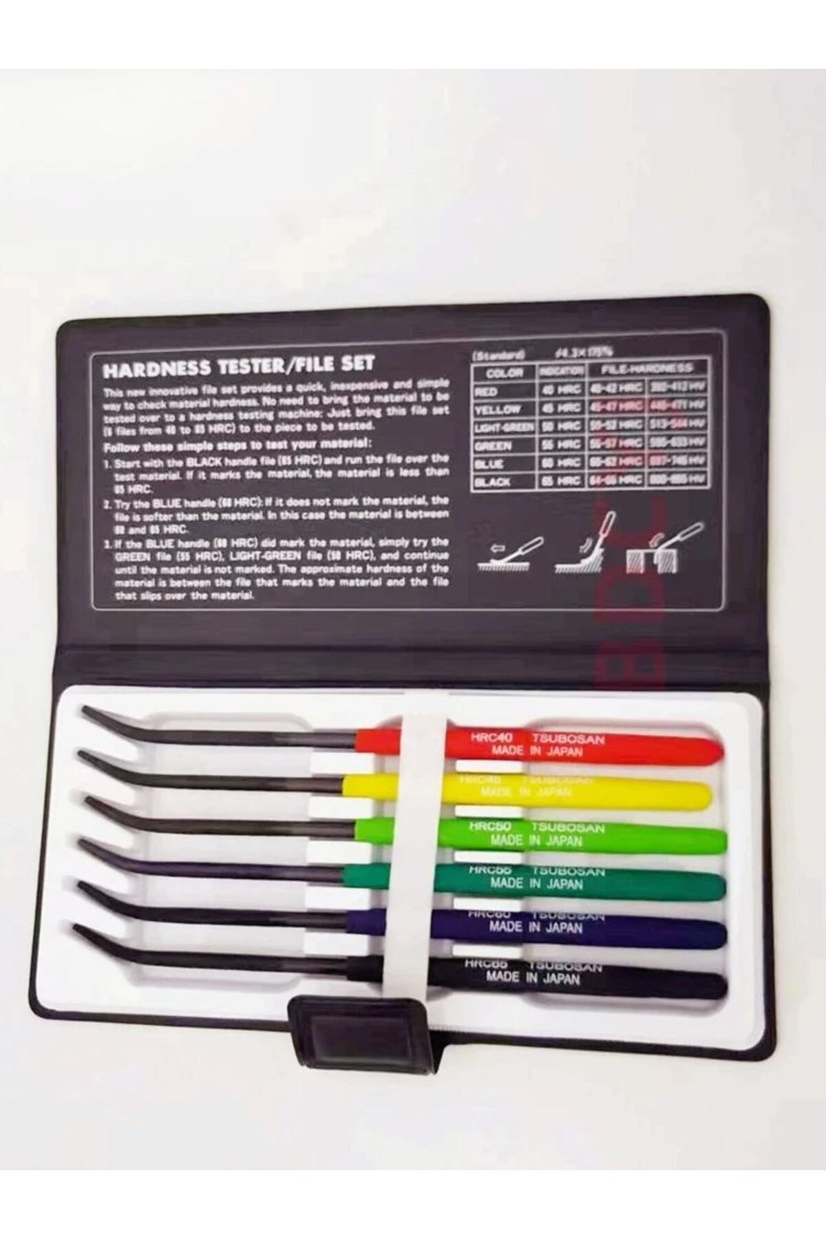 Choice-6pcs Tools 6pcs Tools Hardness Tester Checker File Hrc40-hrc65 Set Tool Black Box /lot 4