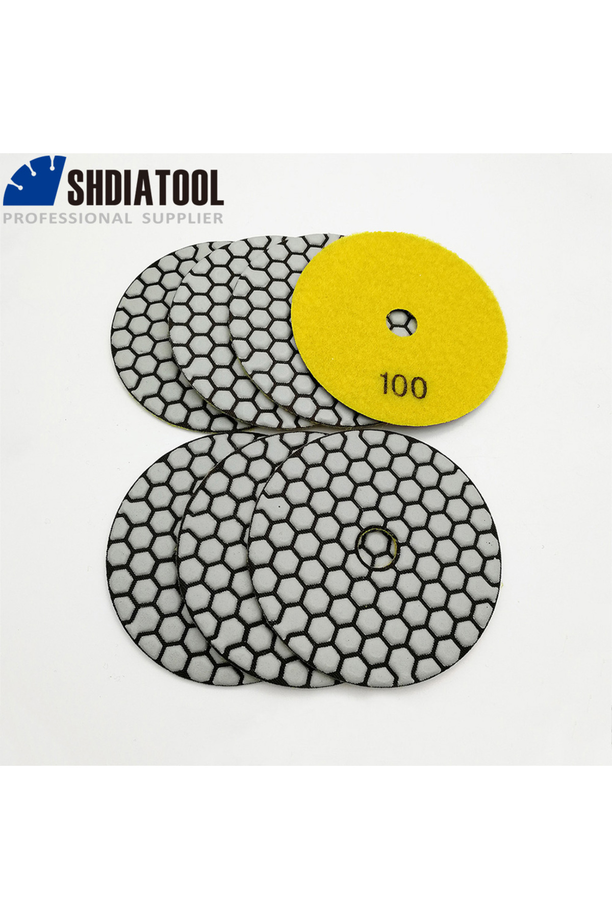 Choice-100 4 Inches Shdiatool 6pcs Diamond Resin Bond Dry Polishing Pad 4"/100mm Grit #100 Granite Marble S 4