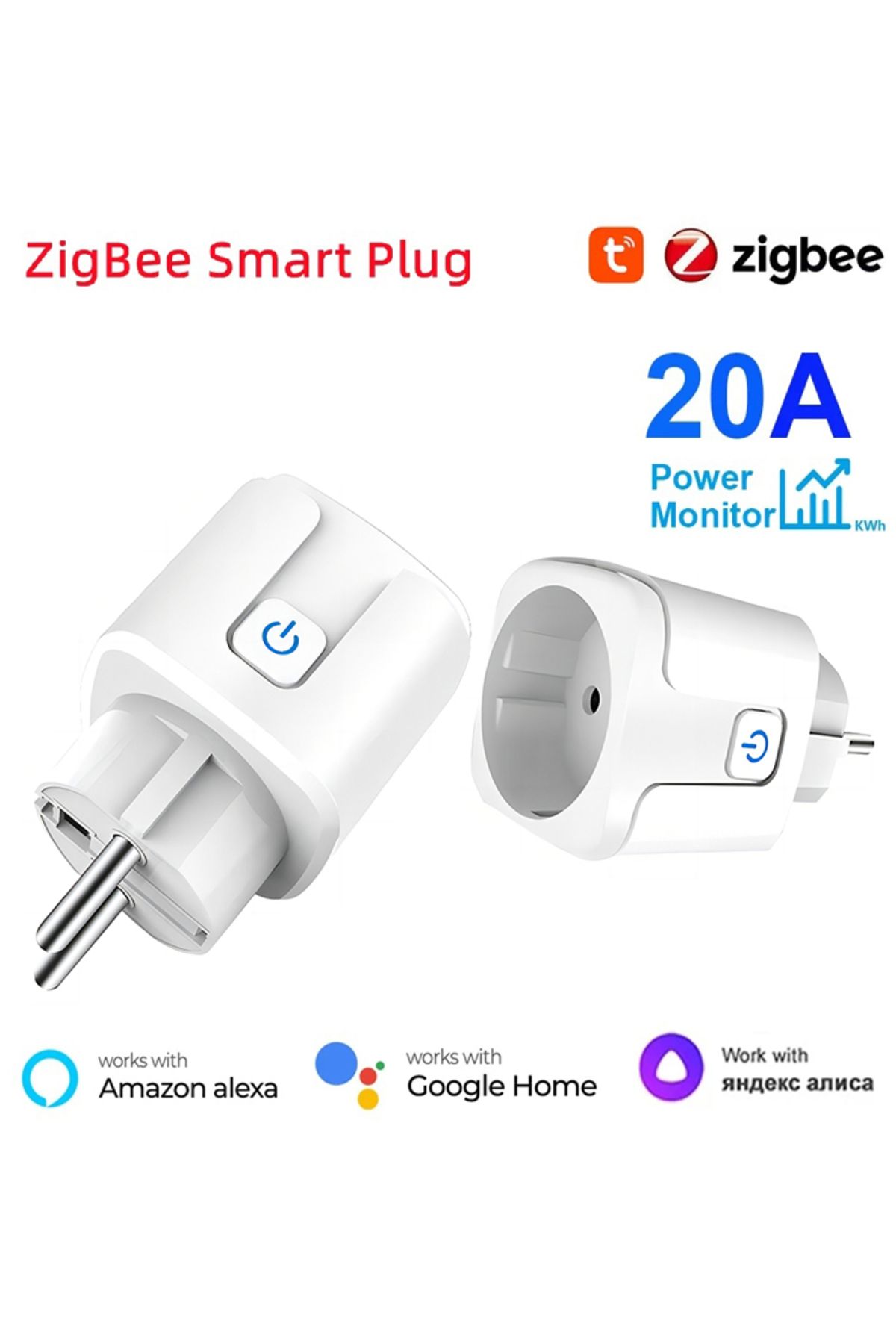 Choice-1pcs Tuya Smart Plug Zigbee Eu 20a Socket With Power Monitor Timing Voice Control Smart Home Wireles 8
