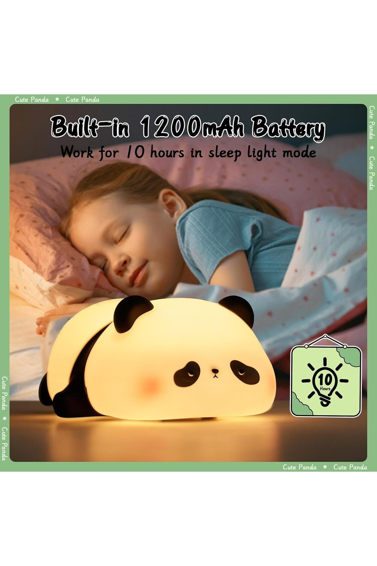AWH-Children's Panda Night Light, Dimmable Touch Lamp with Timer, 3 Modes, USB, Cute Design 4