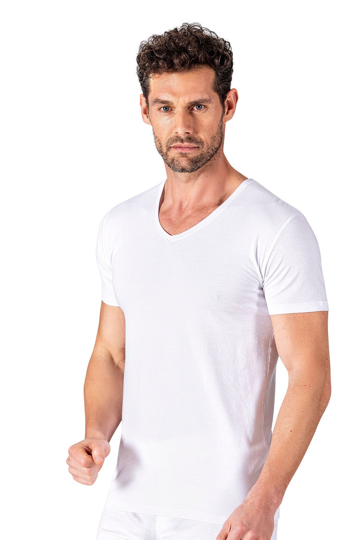 ÖZKAN underwear-Özkan 11143 Tricou pentru bărbați, bumbac, cu decolteu în V, elastic, confortabil, cu mânecă scurtă 3