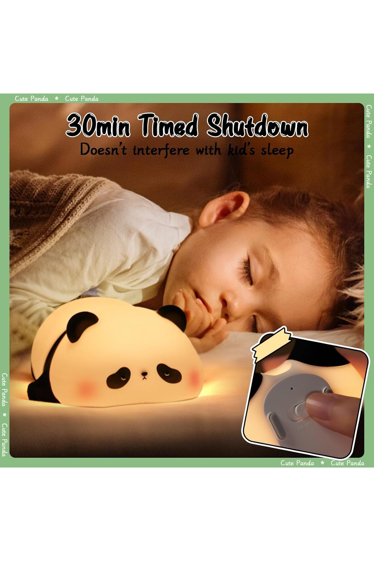 AWH-Children's Panda Night Light, Dimmable Touch Lamp with Timer, 3 Modes, USB, Cute Design 3
