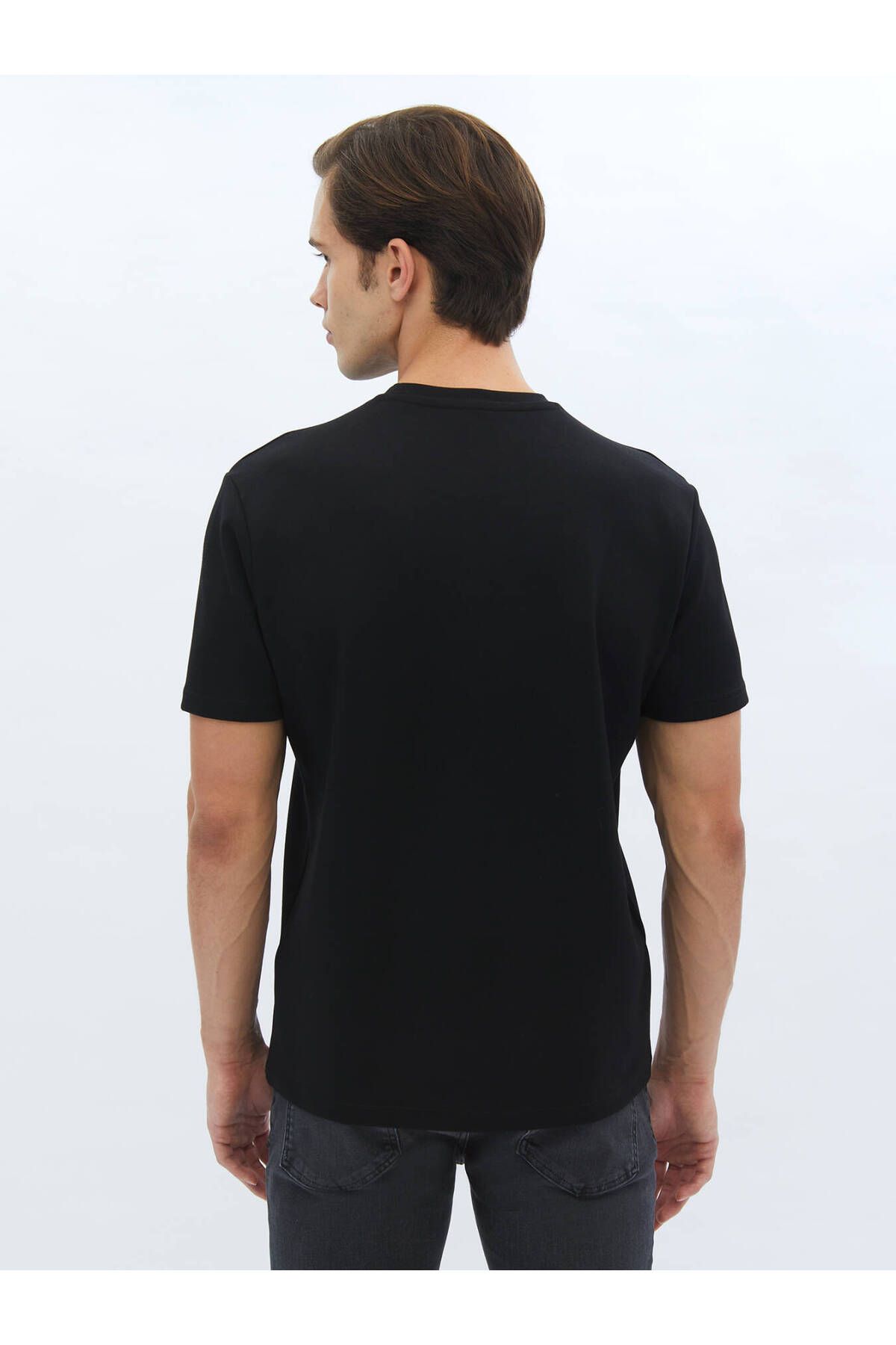 Kip-Black Plain Crew Neck T-Shirt 6