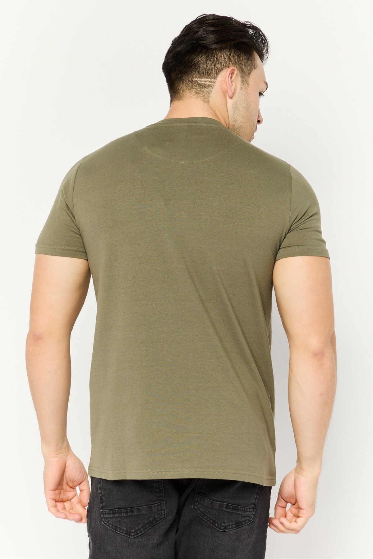 Cerruti 1881-Men Crew Neck Short Sleeves Brand Logo T-Shirt, Olive 4