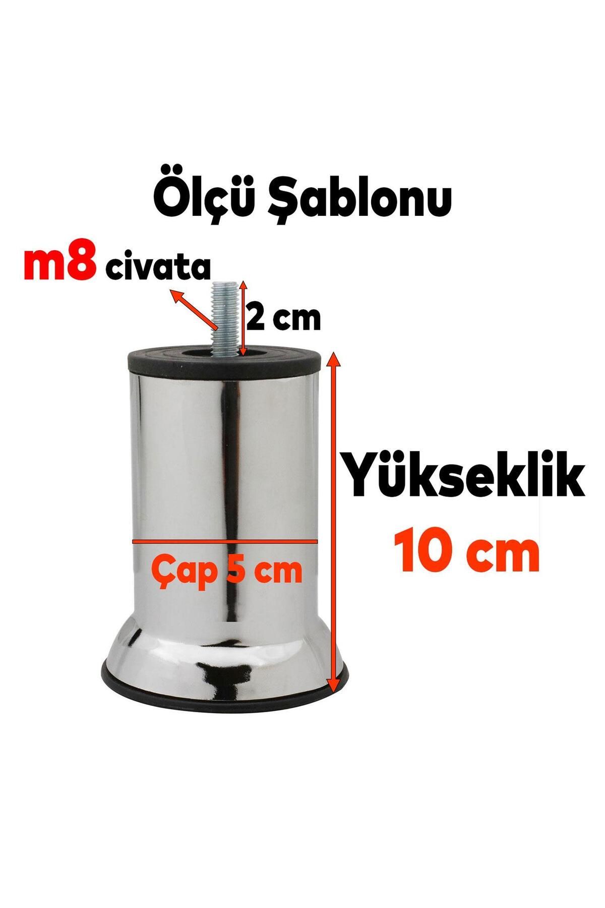 Badem10-16Pcs Furniture Sofa Plinth Seat Support Heightening Leg with M8 Bolt in Chrome Metal Feet 10cm 2