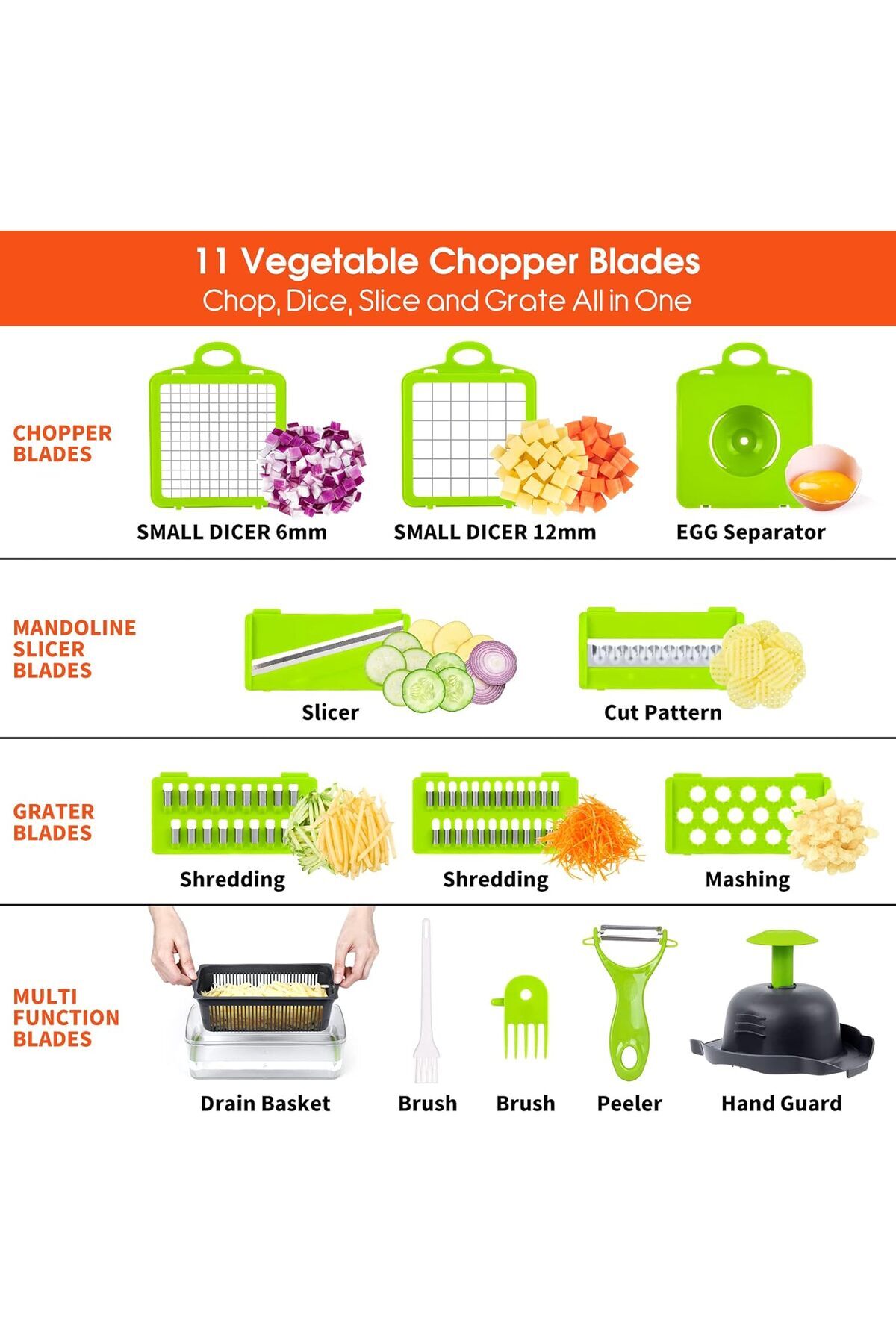 AWH-14-in-1 Vegetable Chopper, Pro Onion Slicer, 8 Blades Cutter, with Container for Garlic, Carrot 2
