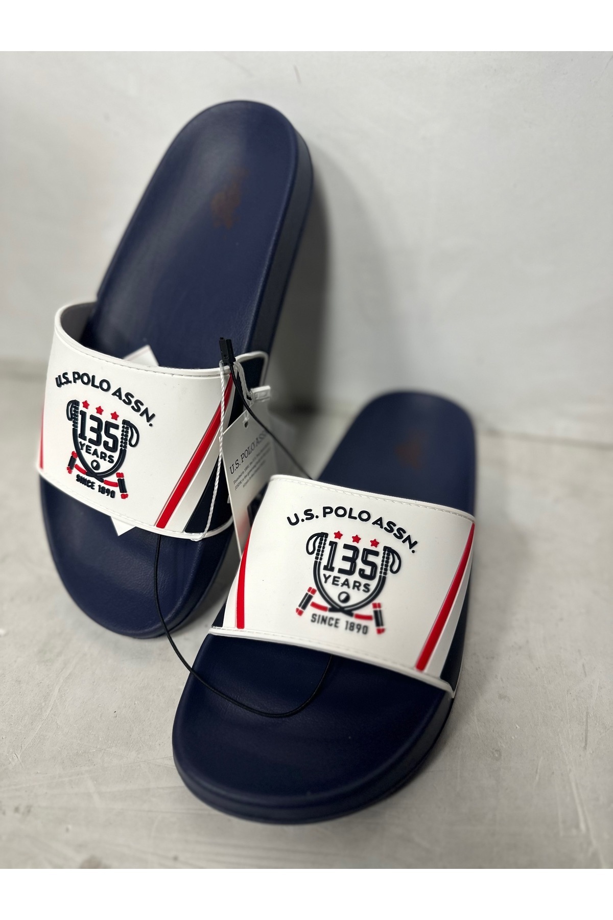 یو اس پولو دمپایی ورزشی تک بند طرح دریایی اوا سفید مردانه U.S. Polo Assn.