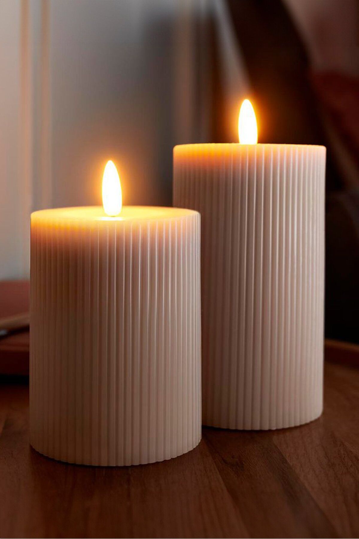 Tchibo-2 Piece Led Real - Wax Candles, Cream 1