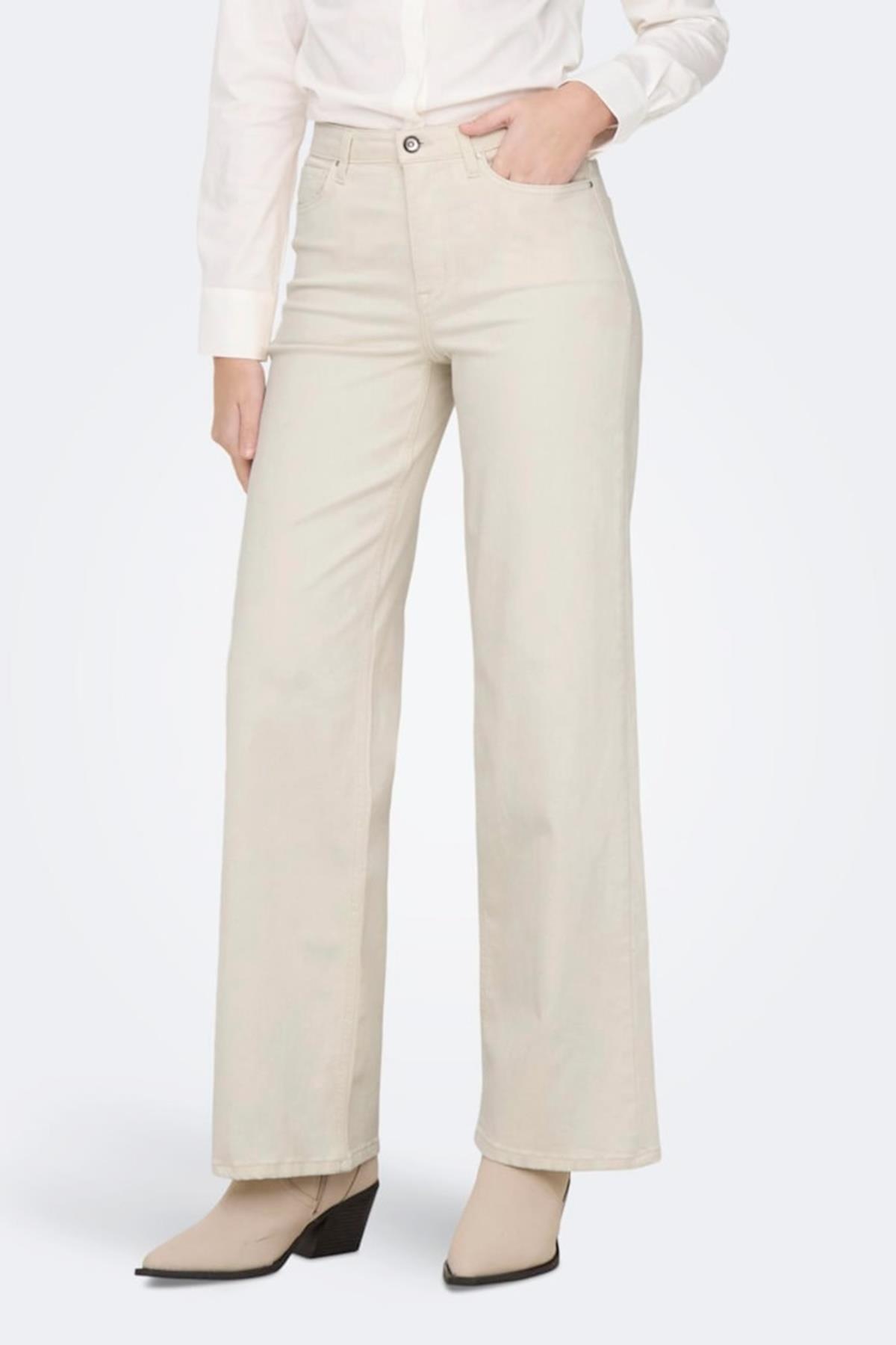 ONLY  Kadın Yüksek Bel Wide Leg Crop Jean Pantolon - Madison Blush - Görsel 7