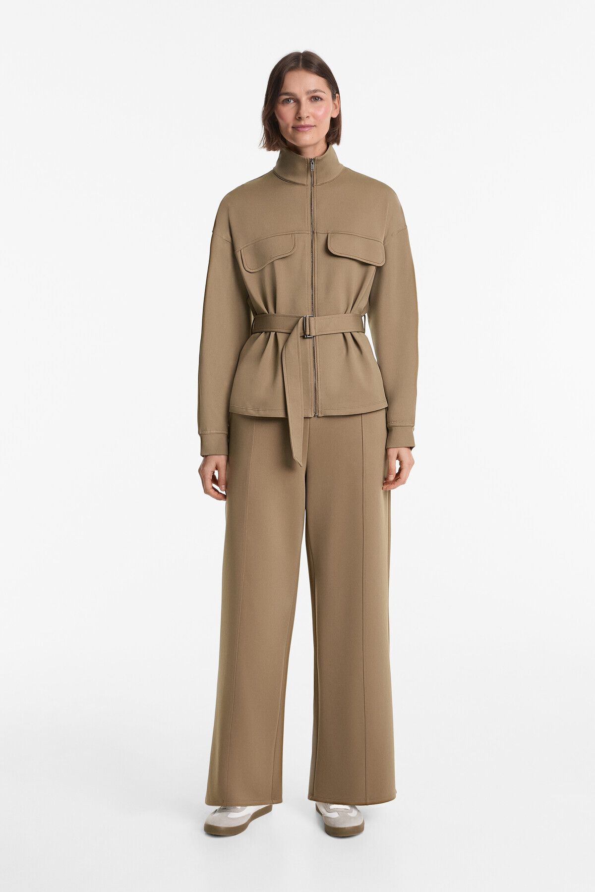 Oysho-Neoprene-effect bootcut trousers 4