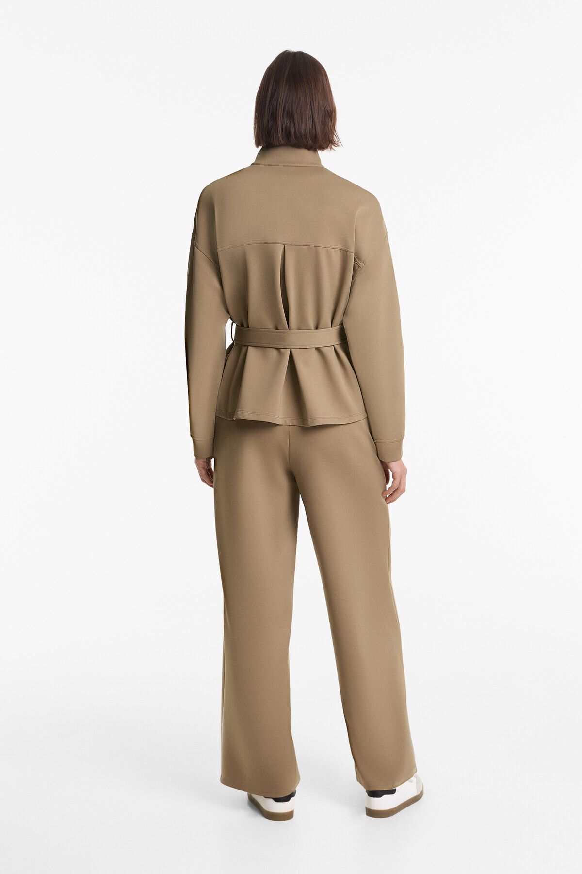 Oysho-Neoprene-effect bootcut trousers 2