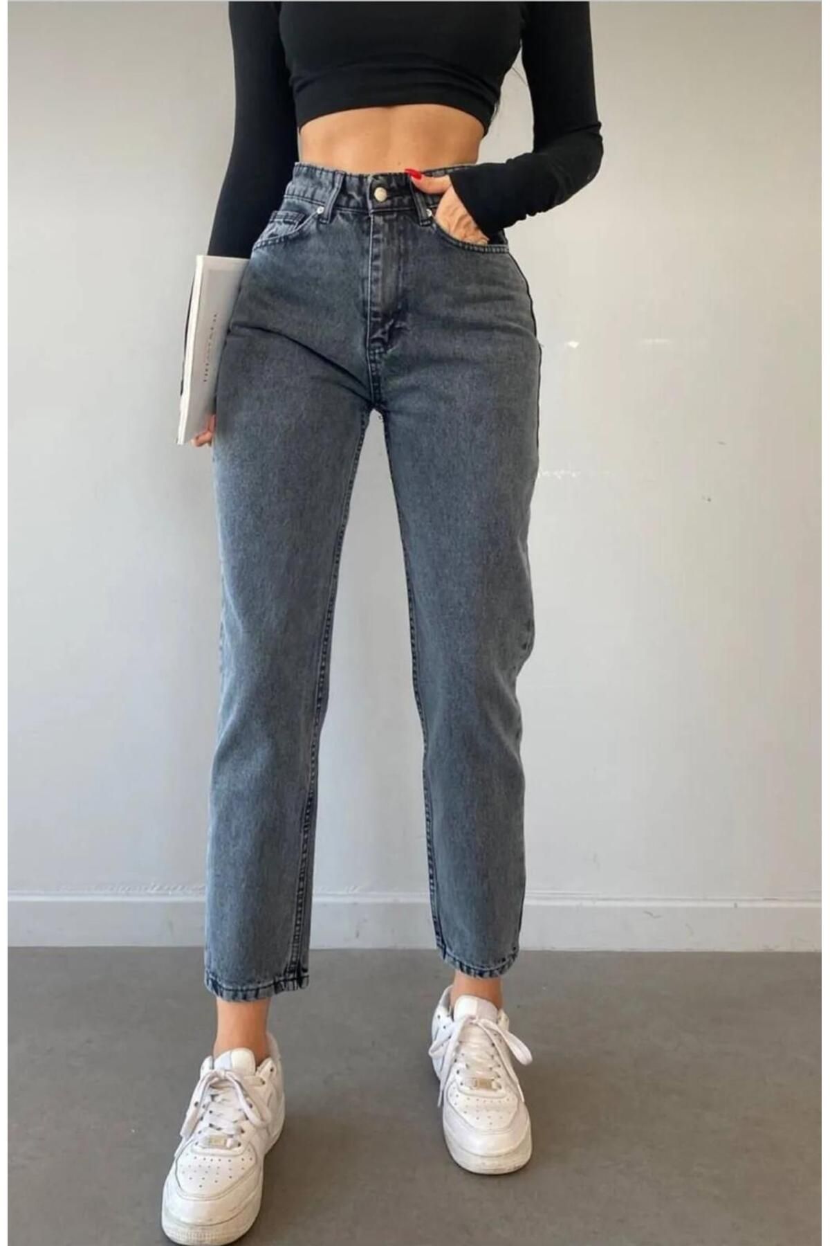 Asia-Open Snowwash Boyfrend High Waist Mom Jeans 3