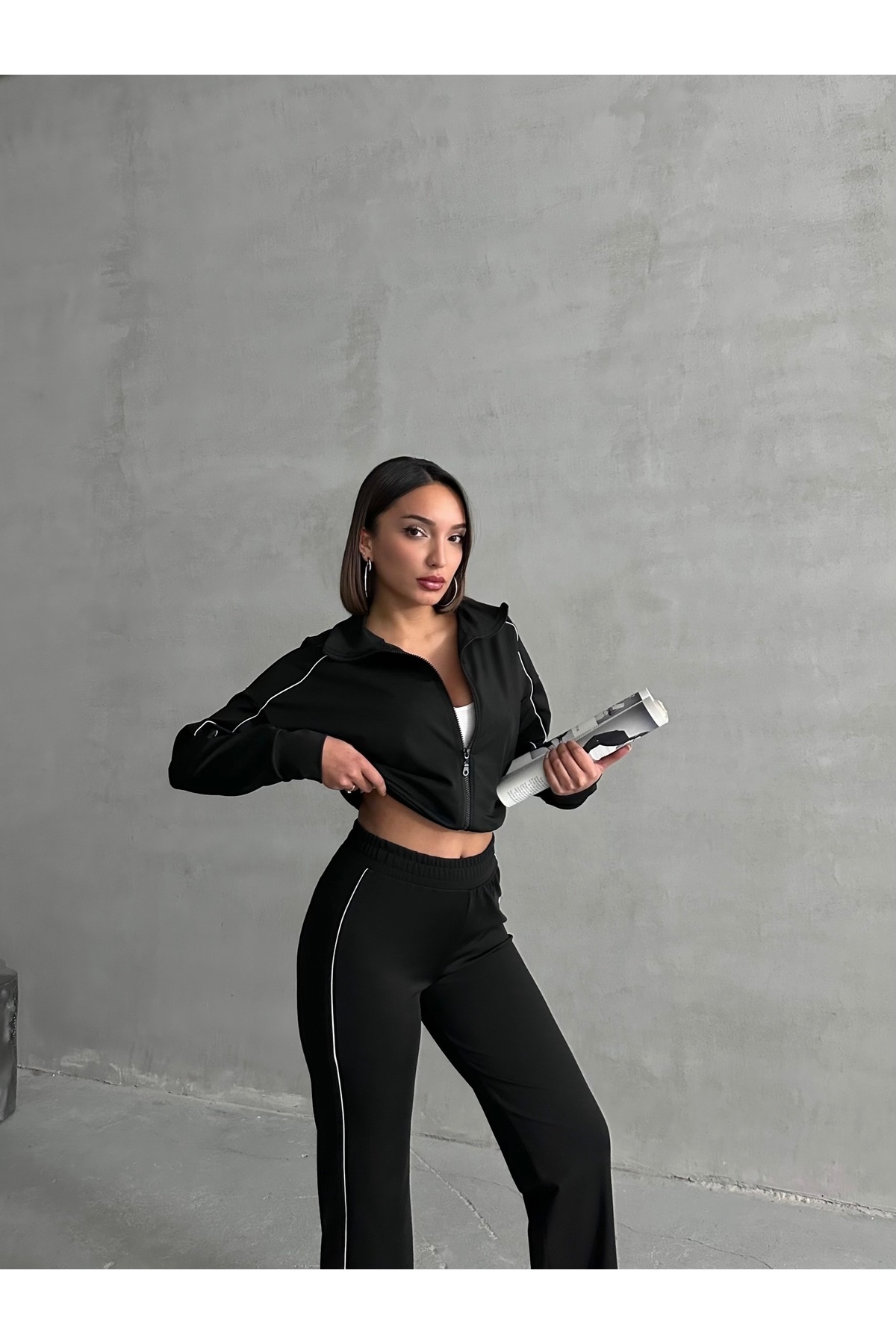 Miss Prova  Biye Detaylı Dalgıç\Scuba Kumaş Spor Ceket\Sweatshirt MISSSK2519 - Görsel 2