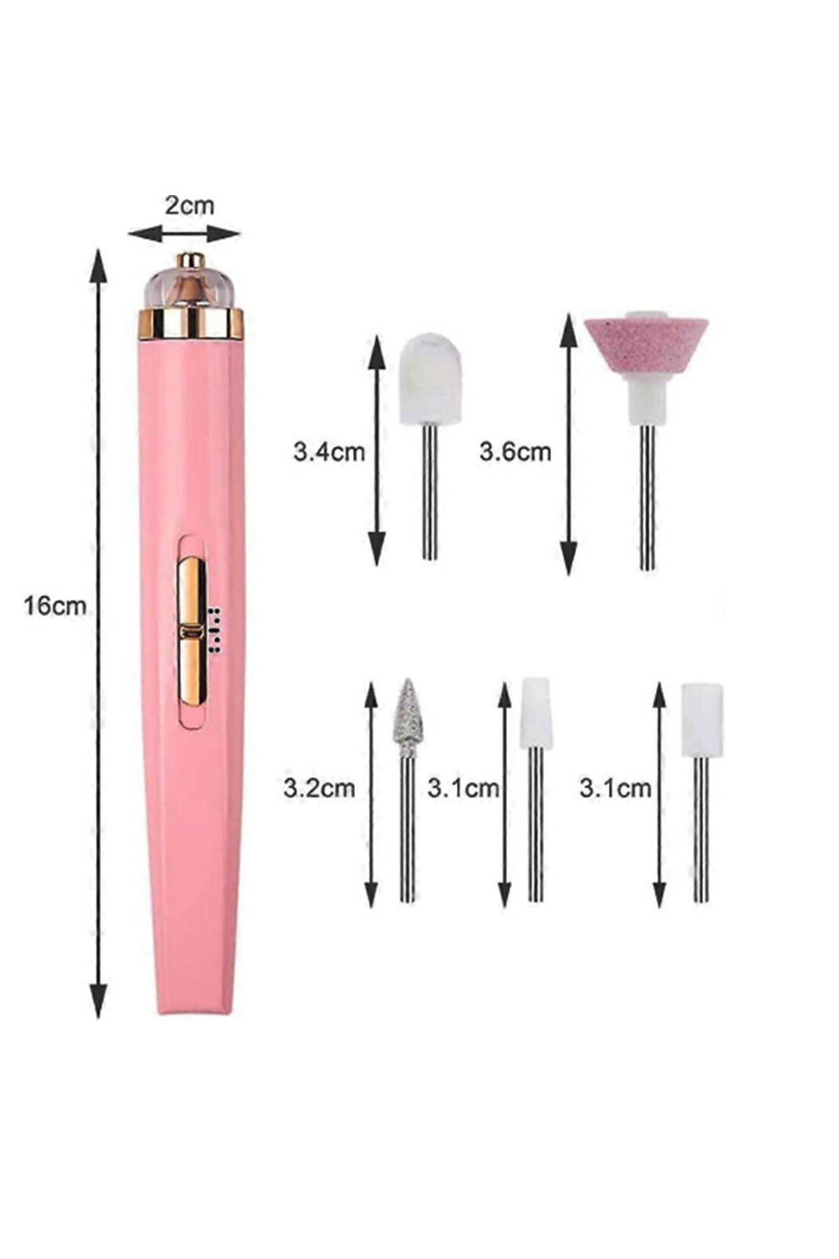 سوهان ناخن مانیکور-پدیکور با چراغ و شارژ USB، 5 سر - مراقبت از دست و پا — مانیکور شارژی صورتی co5-1 — تصویر 7 از 8