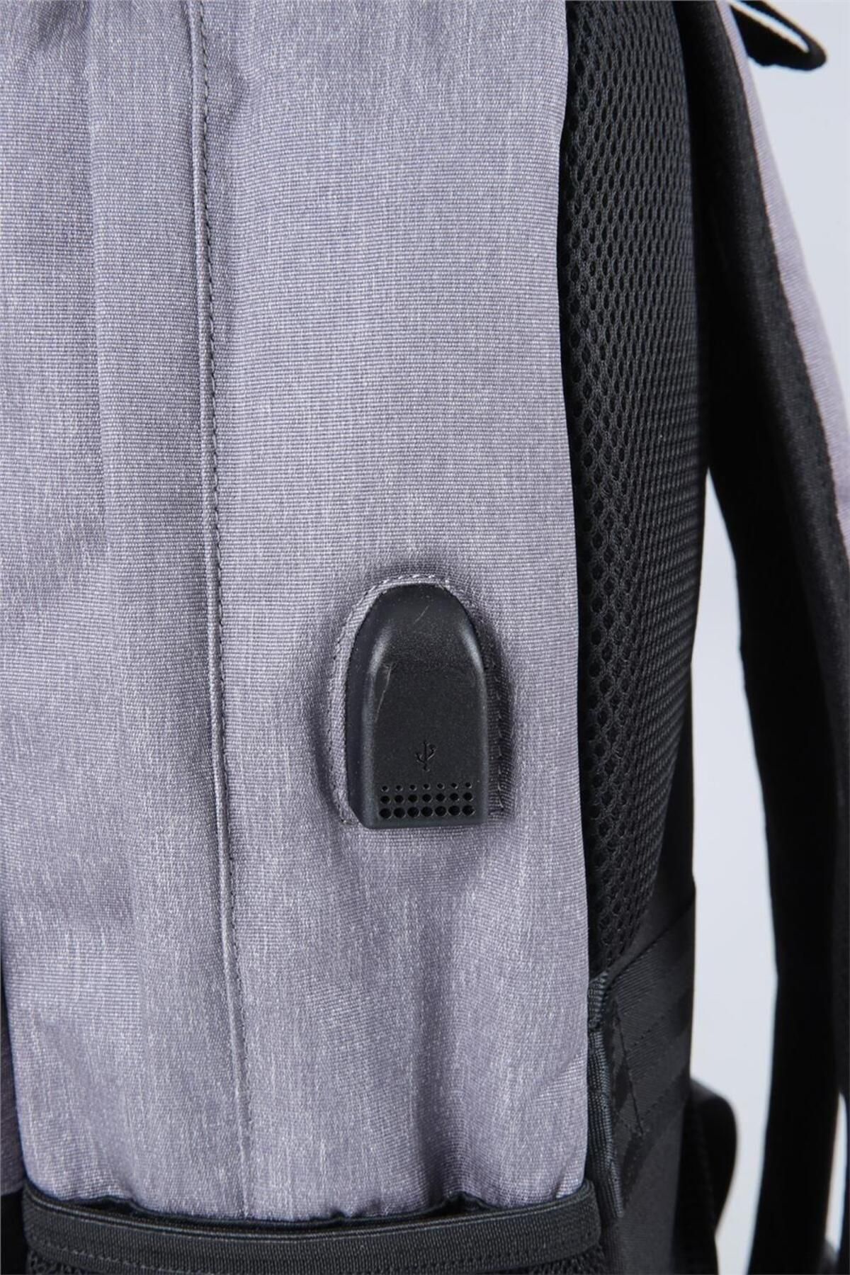 ÇÇS-Ççs 51471 - Unisex Gray Business Backpack with Laptop Compartment Multi-Compartment Travel 6