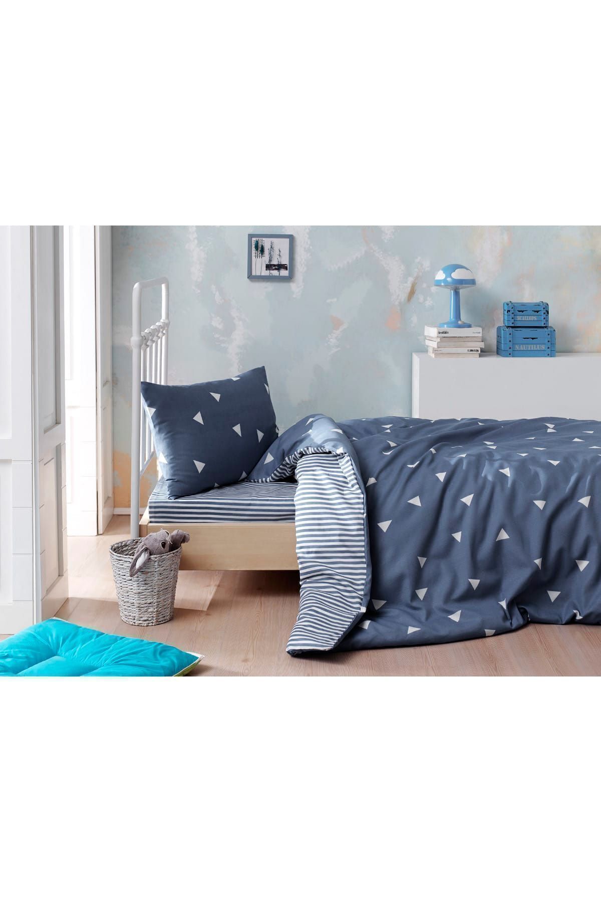 Eponj Home-Μονό Σετ Παπλωματοθήκη Easy-Iron Triangle Cloud Blue 2