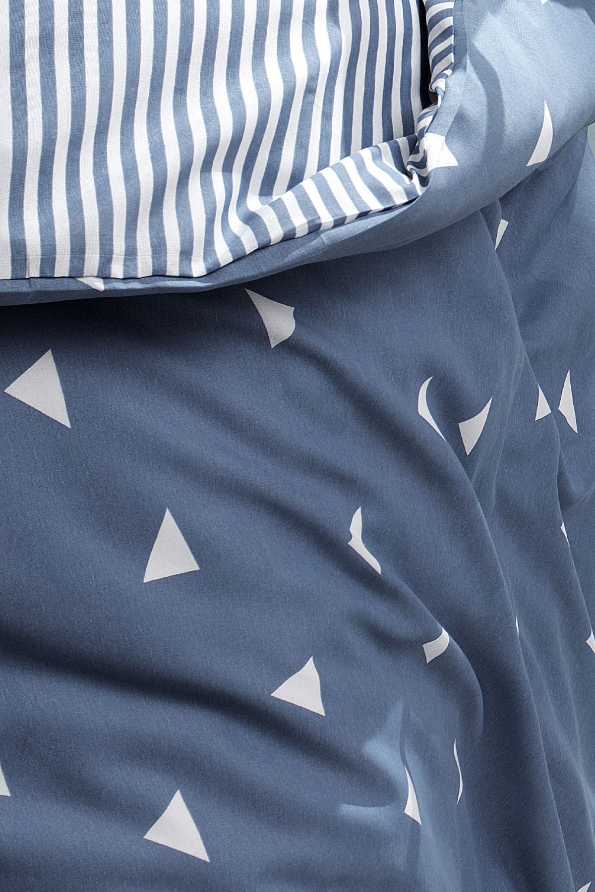 Eponj Home-Μονό Σετ Παπλωματοθήκη Easy-Iron Triangle Cloud Blue 6