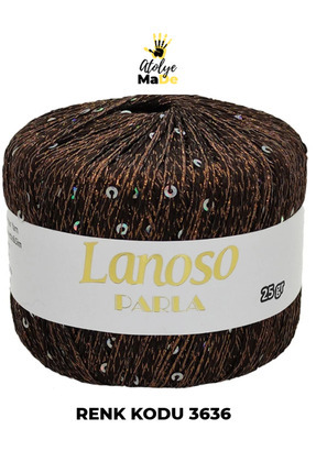 Lanoso Parla 3636 - Yumuşak Simli Pullu El Örgü İpi - %75 Glitter Yarn %25 Pa...